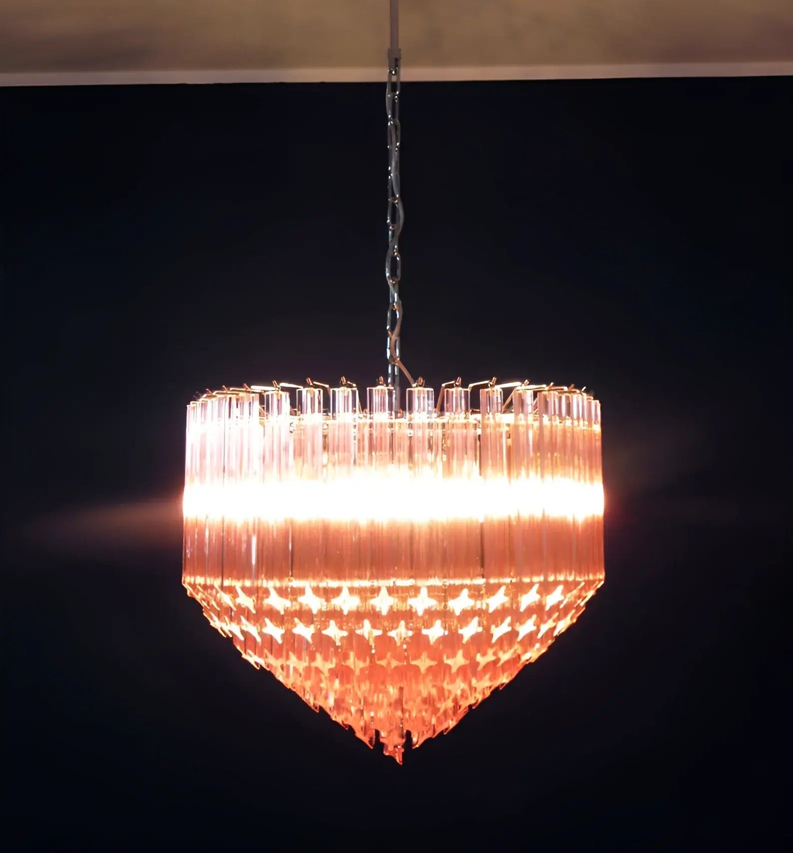 Aurora Chandelier Pink Glass Prisms Geometric-Neutral Decor