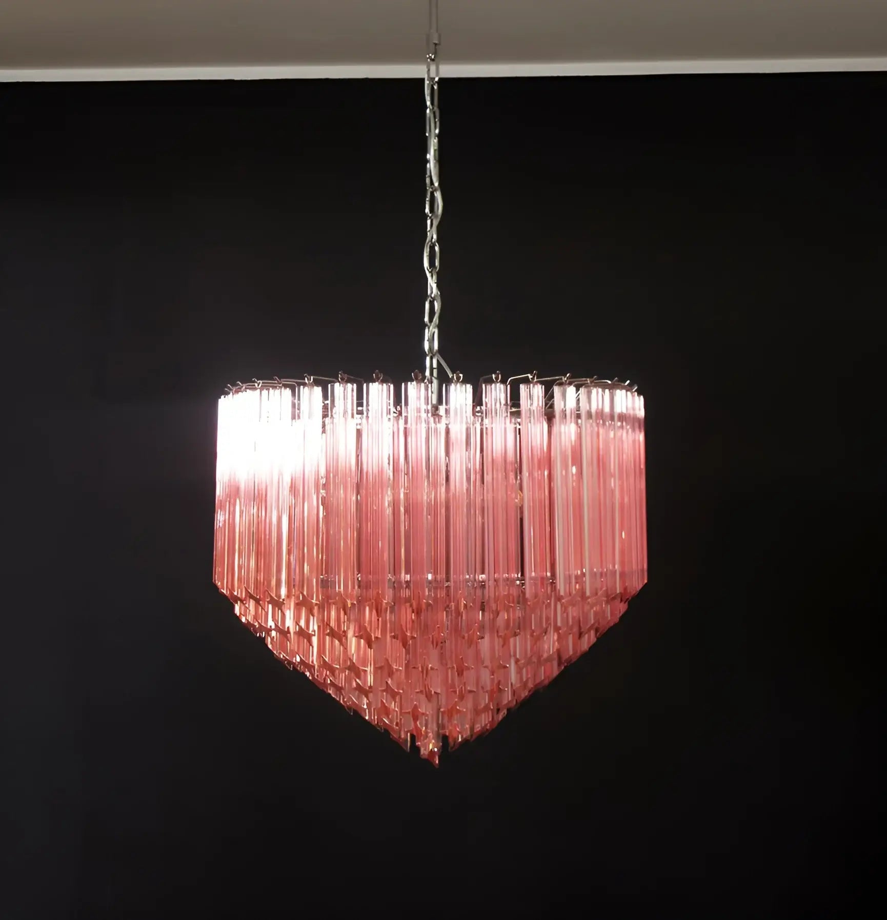 Aurora Chandelier Pink Glass Prisms Geometric-Neutral Decor