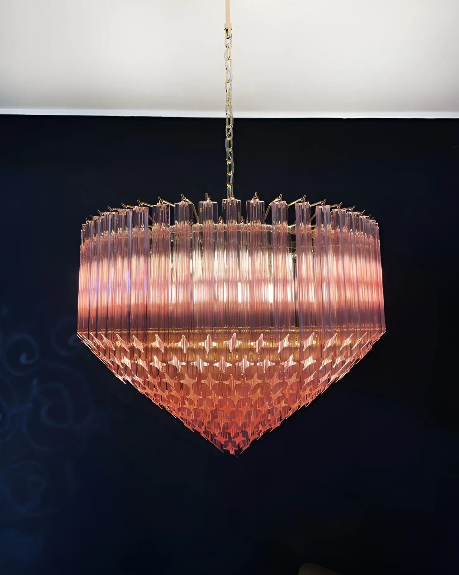 Aurora Chandelier Pink Glass Prisms Geometric-Neutral Decor