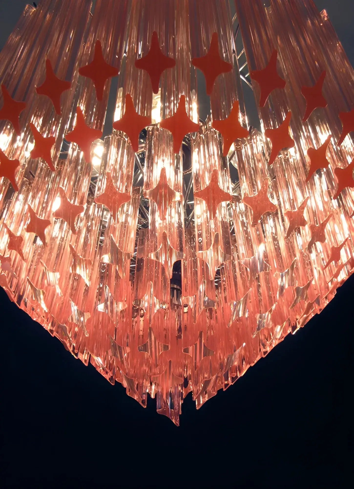 Aurora Chandelier Pink Glass Prisms Geometric-Neutral Decor