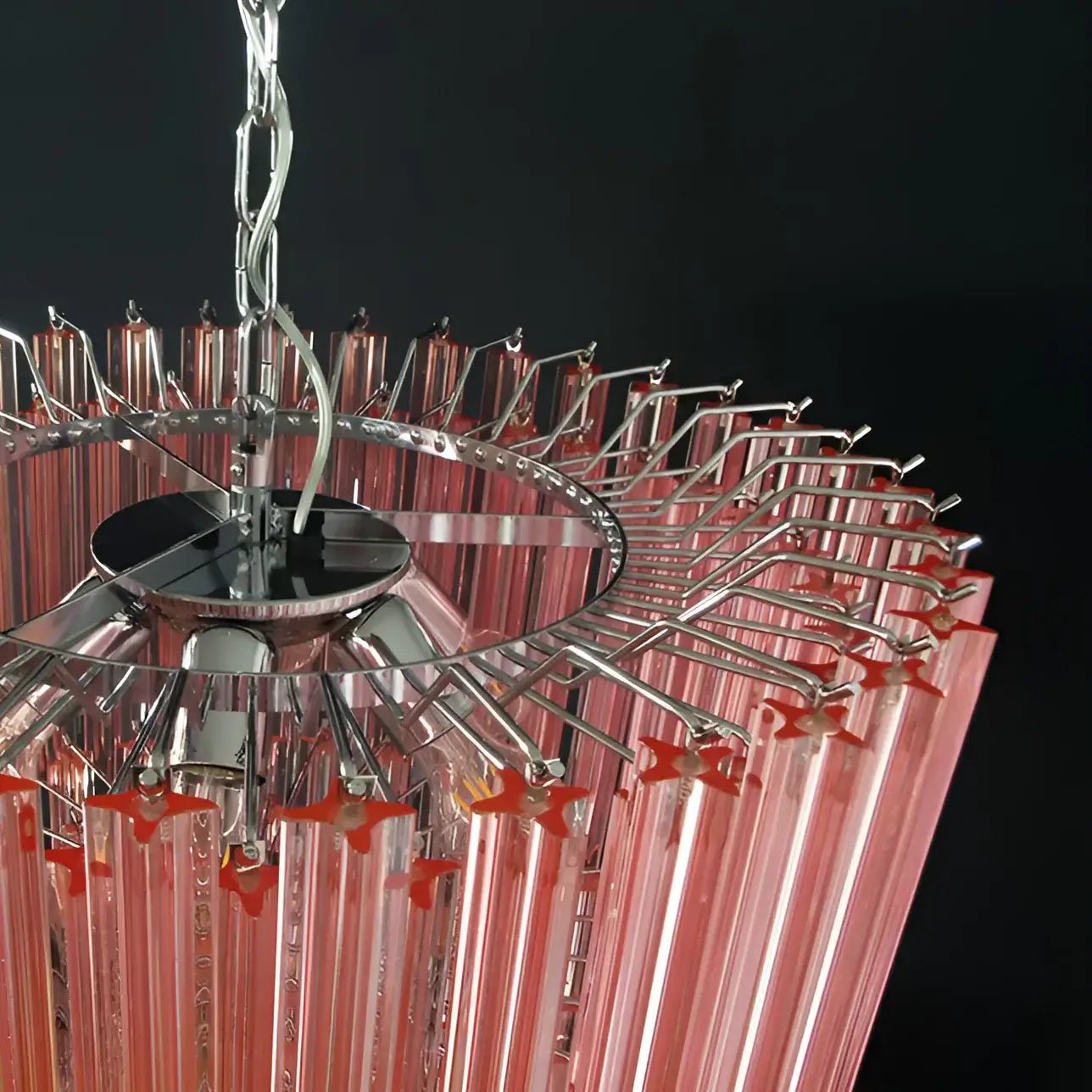 Aurora Chandelier Pink Glass Prisms Geometric-Neutral Decor