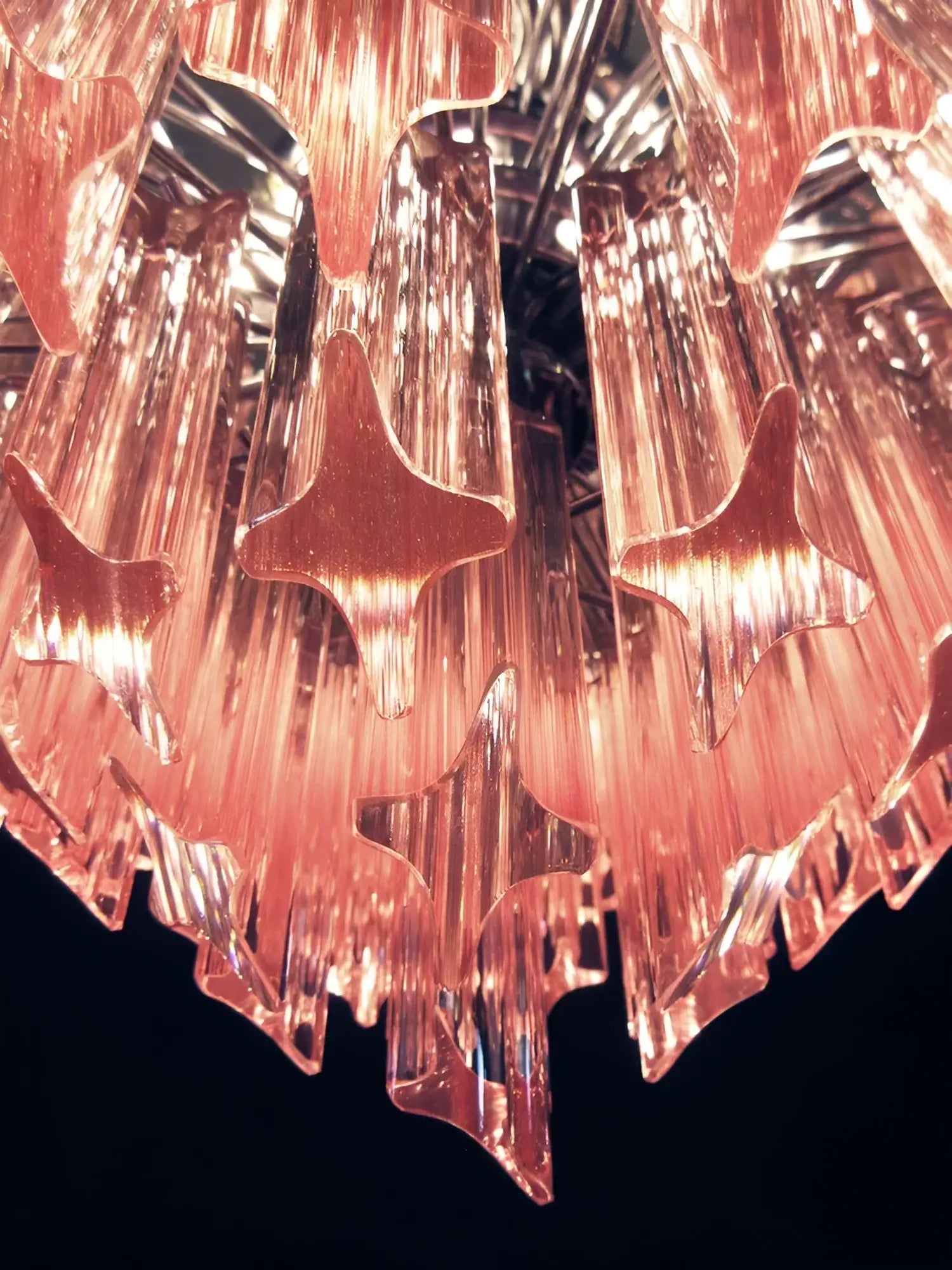 Aurora Chandelier Pink Glass Prisms Geometric-Neutral Decor