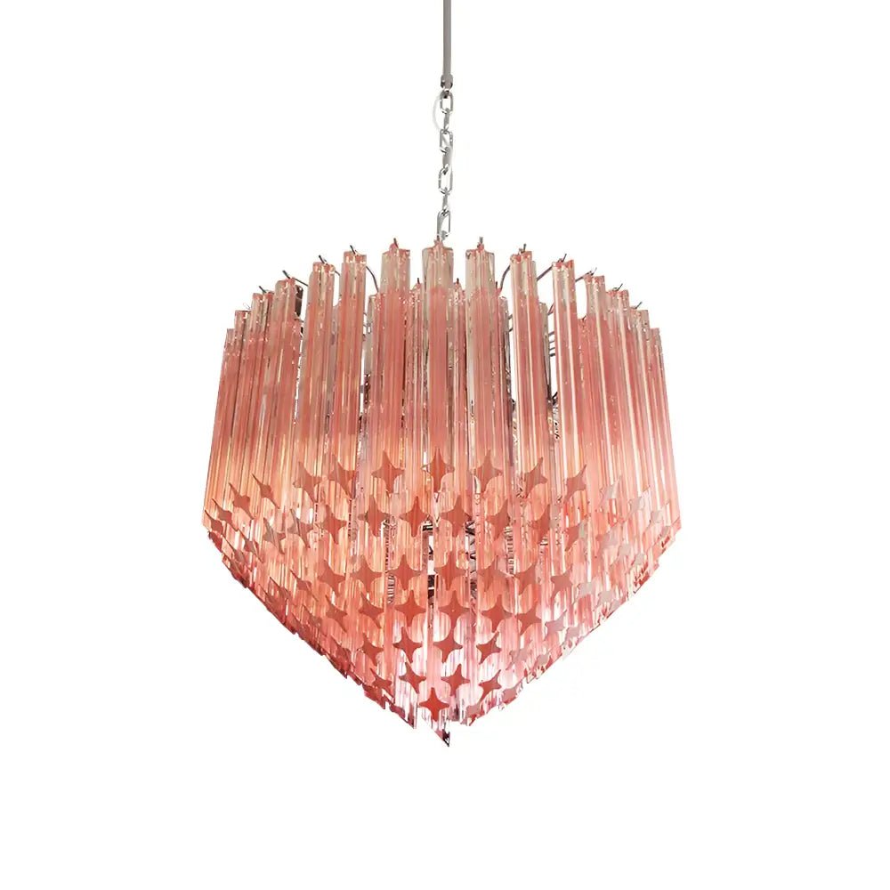 Aurora Chandelier Pink Glass Prisms Geometric-Neutral Decor