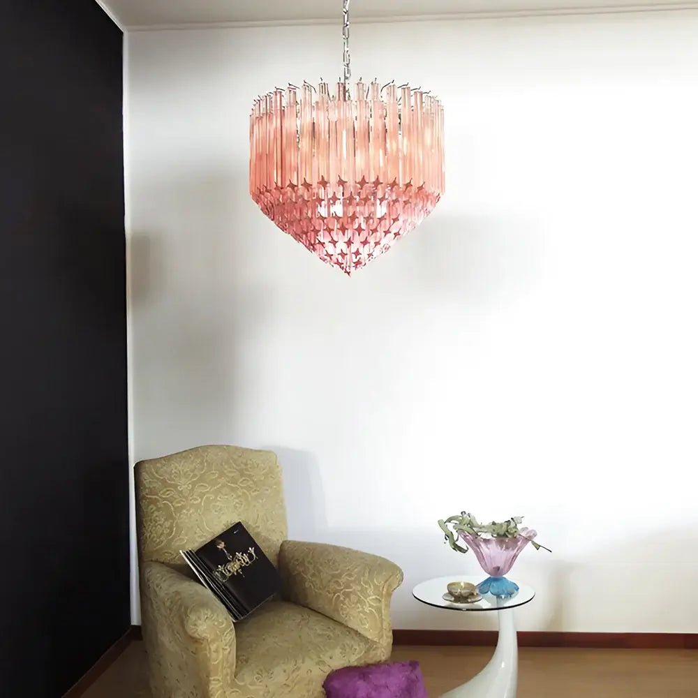 Aurora Chandelier Pink Glass Prisms Geometric-Neutral Decor