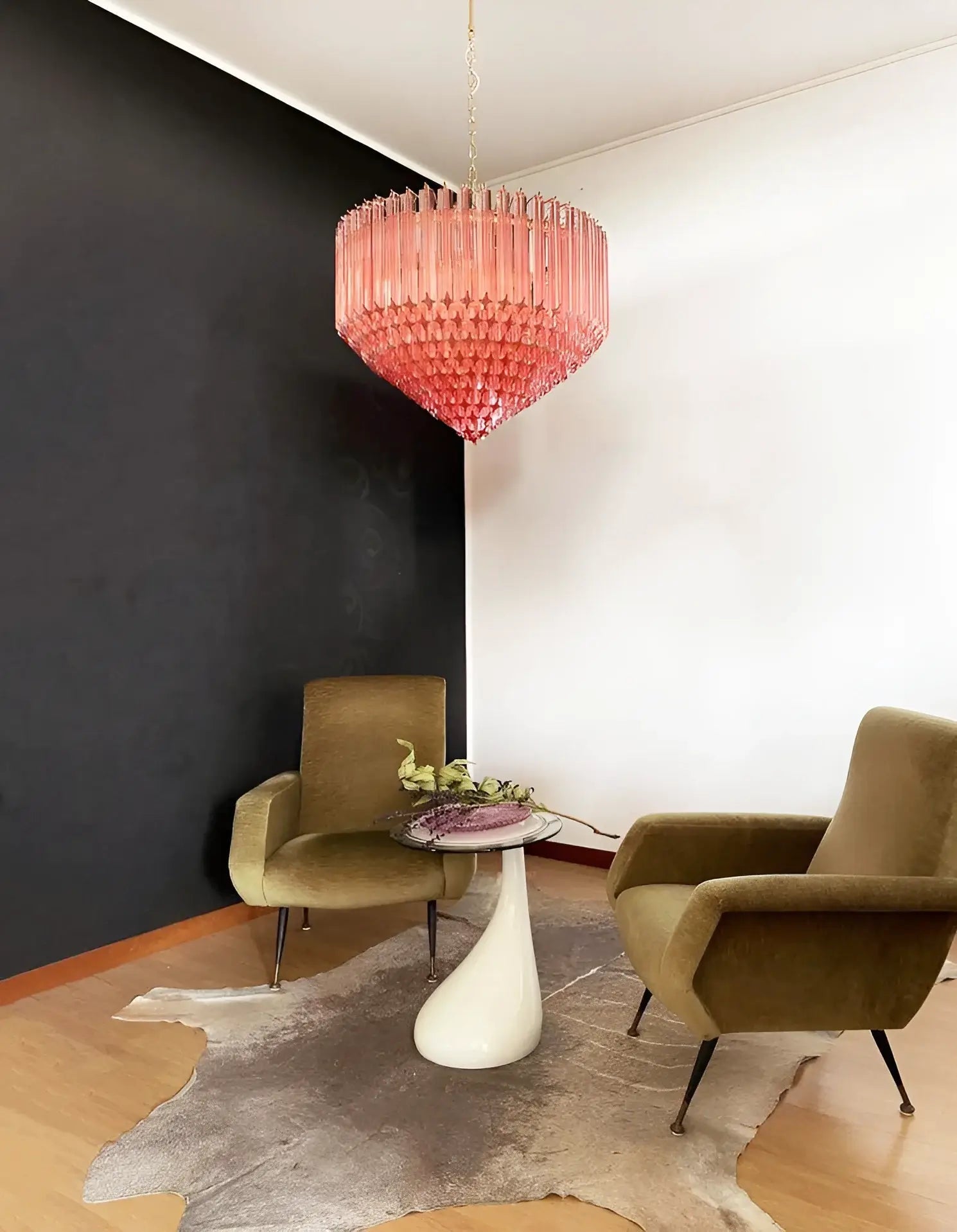 Aurora Chandelier Pink Glass Prisms Geometric-Neutral Decor