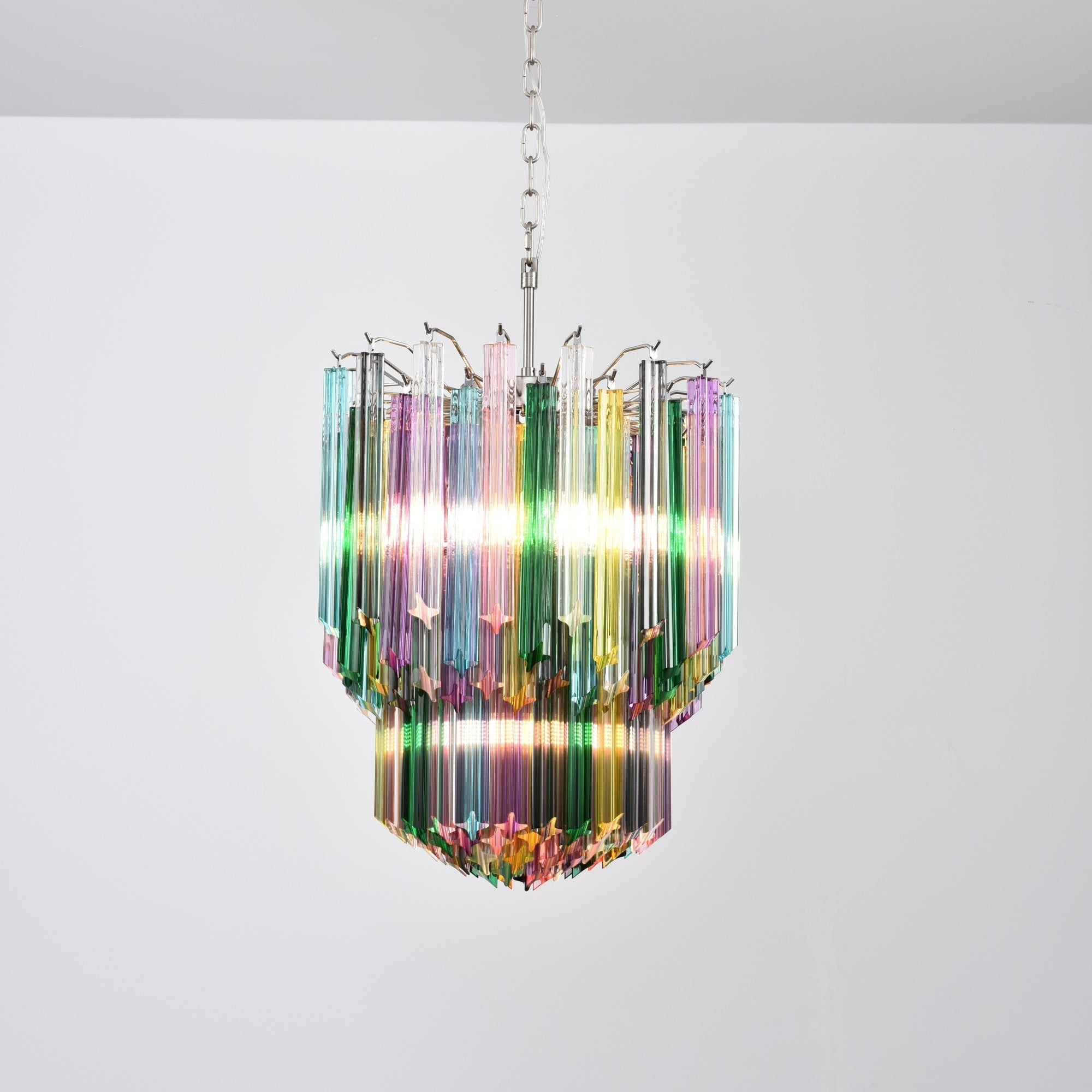 Aurora Chandelier Murano Glass Colorful Prism-Neutral Decor