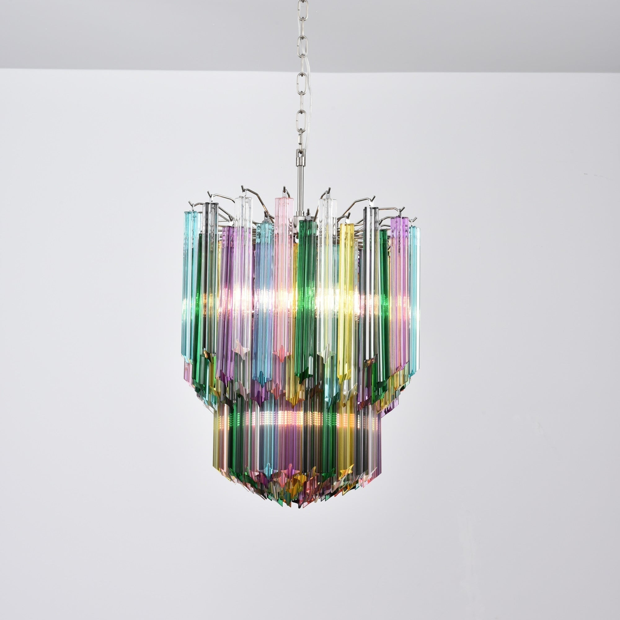Aurora Chandelier Murano Glass Colorful Prism-Neutral Decor