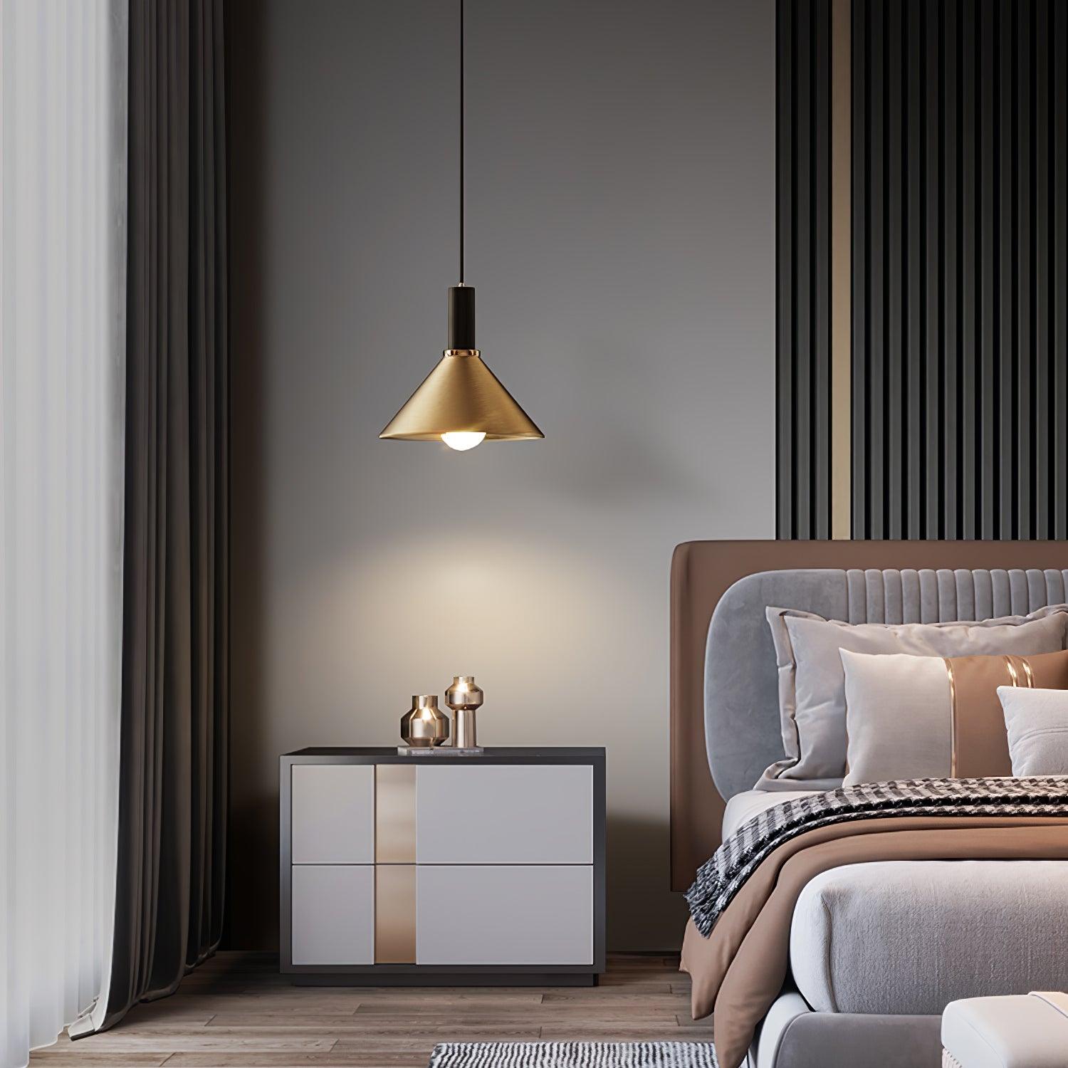 Orion Brass Cone Pendant Lamp-Neutral Decor