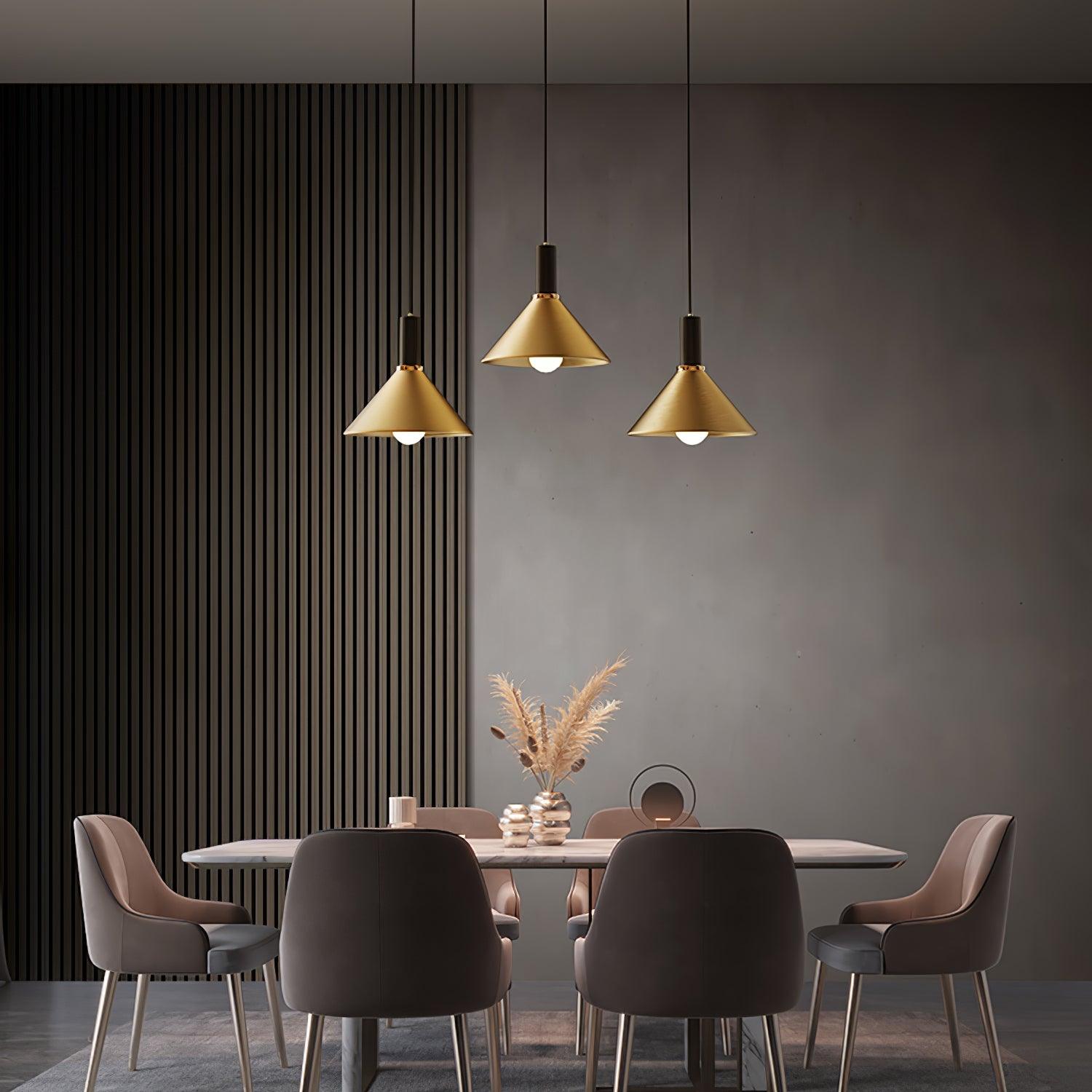 Orion Brass Cone Pendant Lamp-Neutral Decor