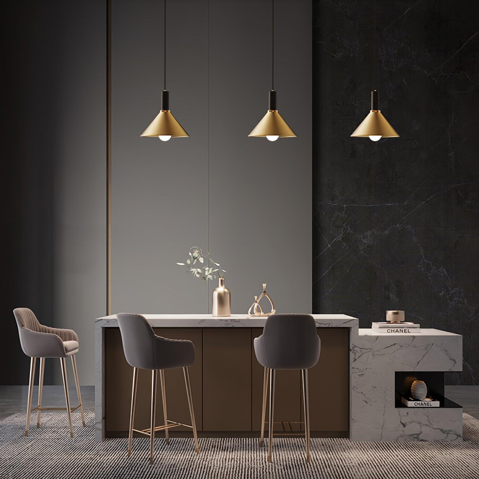 Orion Brass Cone Pendant Lamp-Neutral Decor
