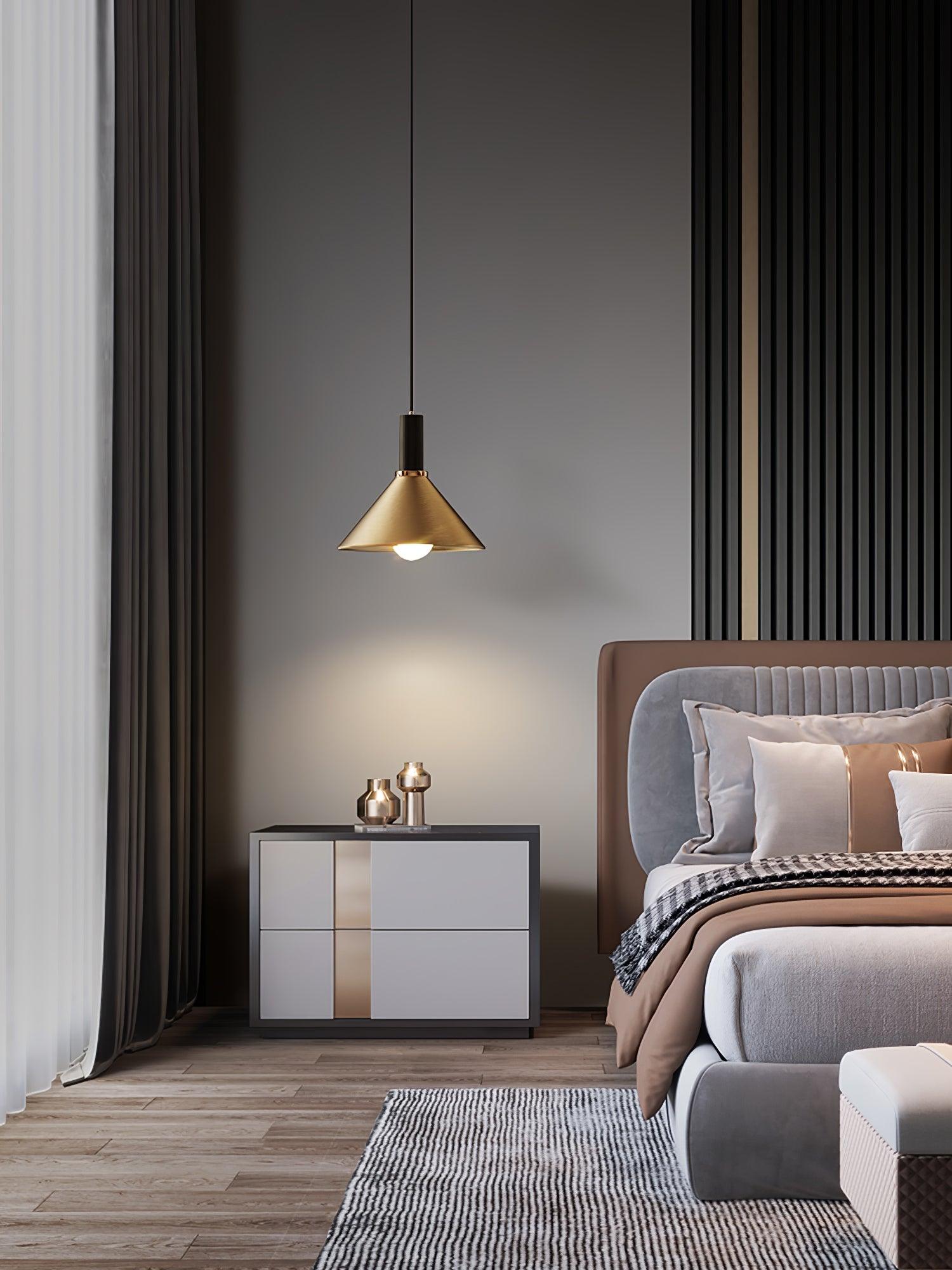 Orion Brass Cone Pendant Lamp-Neutral Decor