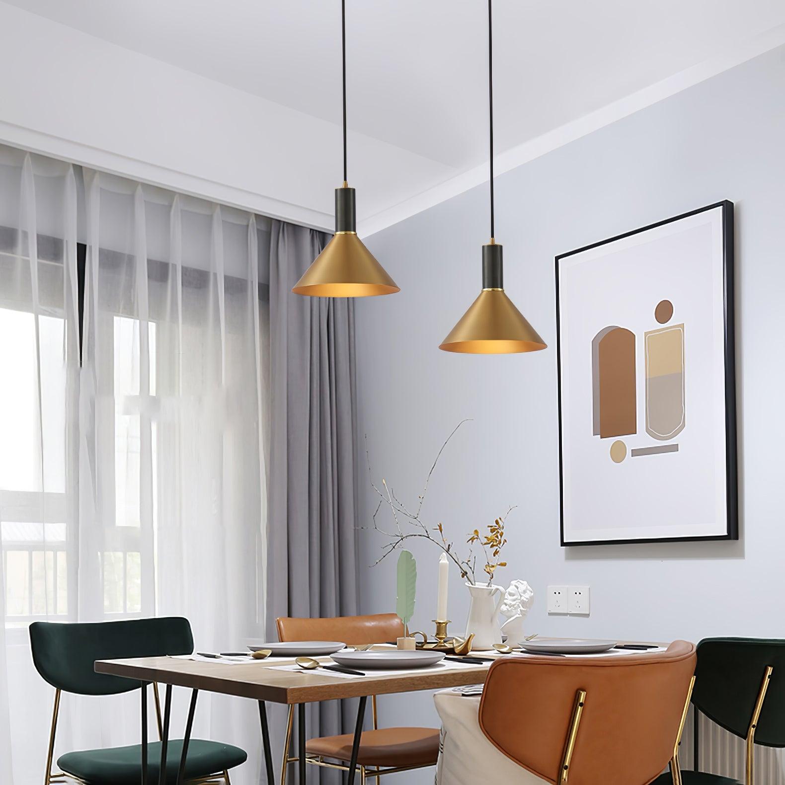 Orion Brass Cone Pendant Lamp-Neutral Decor