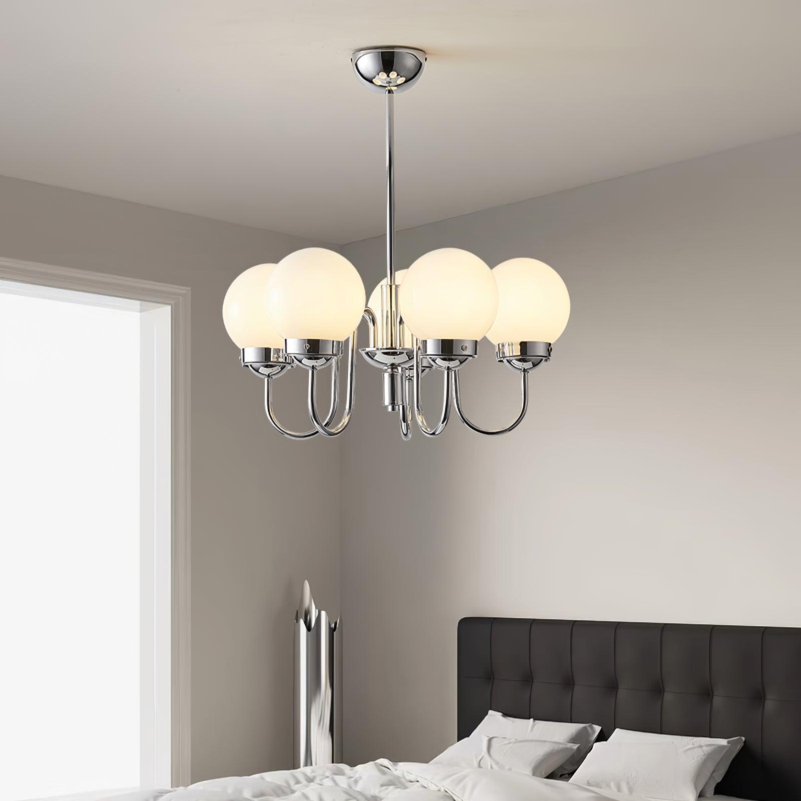 Dostor Chandelier Globe Chrome Curved Arm-Neutral Decor
