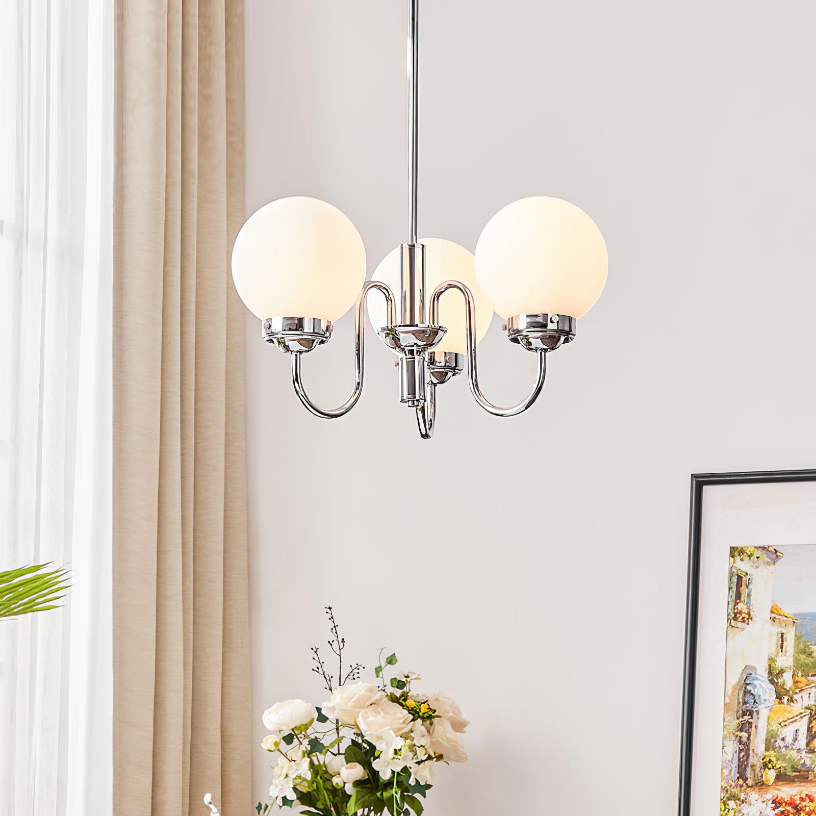 Dostor Chandelier Globe Chrome Curved Arm-Neutral Decor