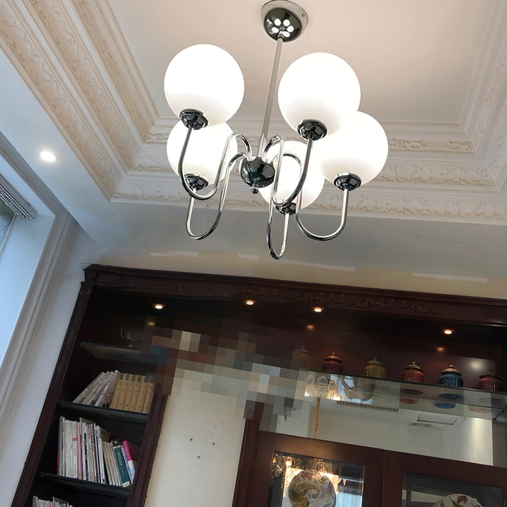 Dostor Chandelier Globe Chrome Curved Arm-Neutral Decor