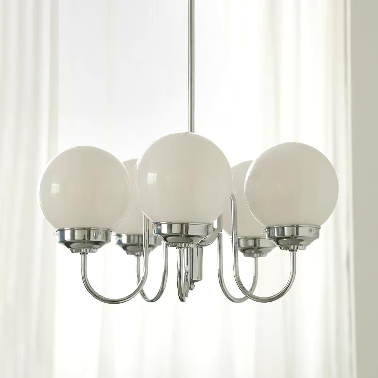 Dostor Chandelier Globe Chrome Curved Arm-Neutral Decor