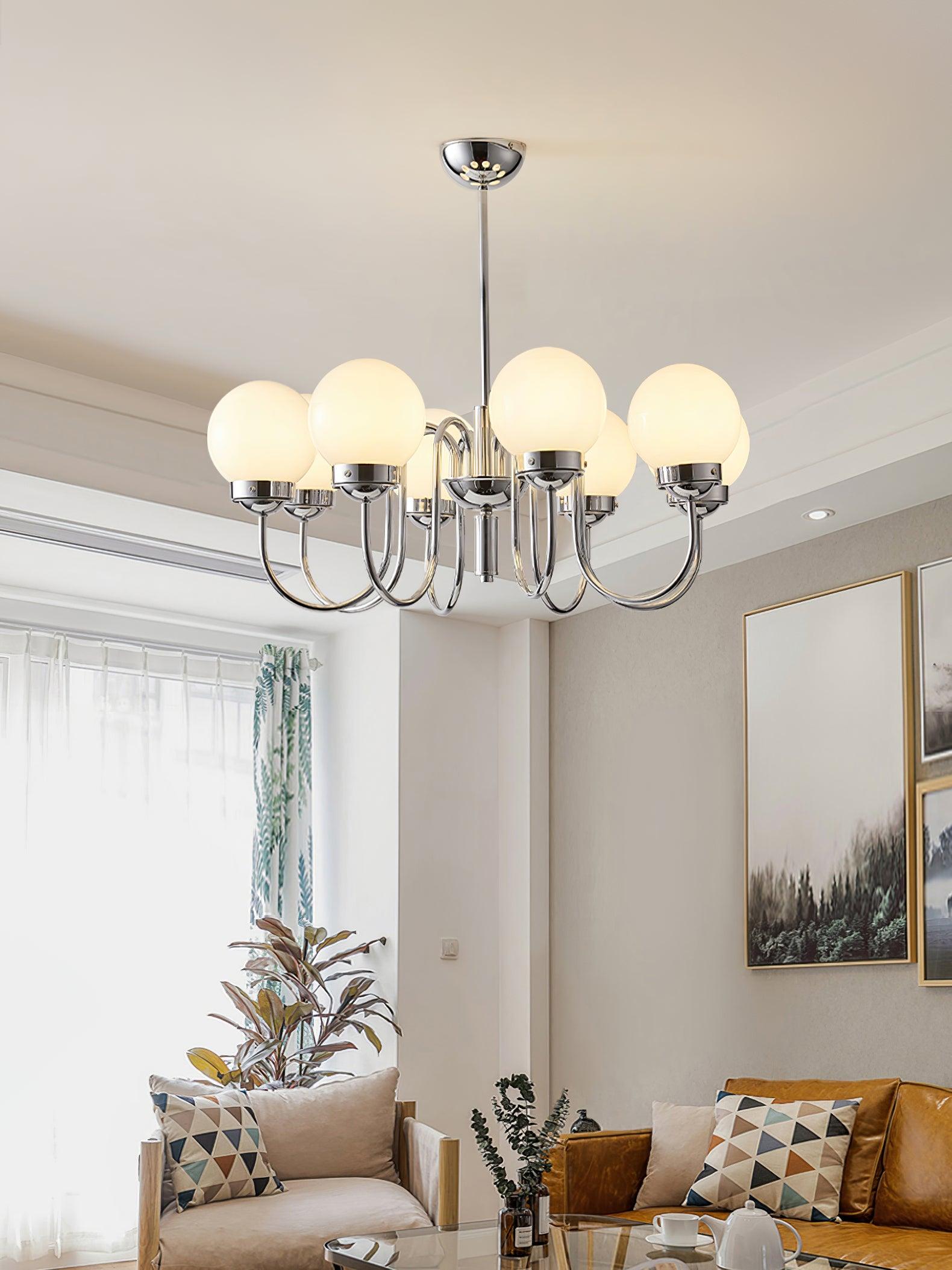 Dostor Chandelier Globe Chrome Curved Arm-Neutral Decor