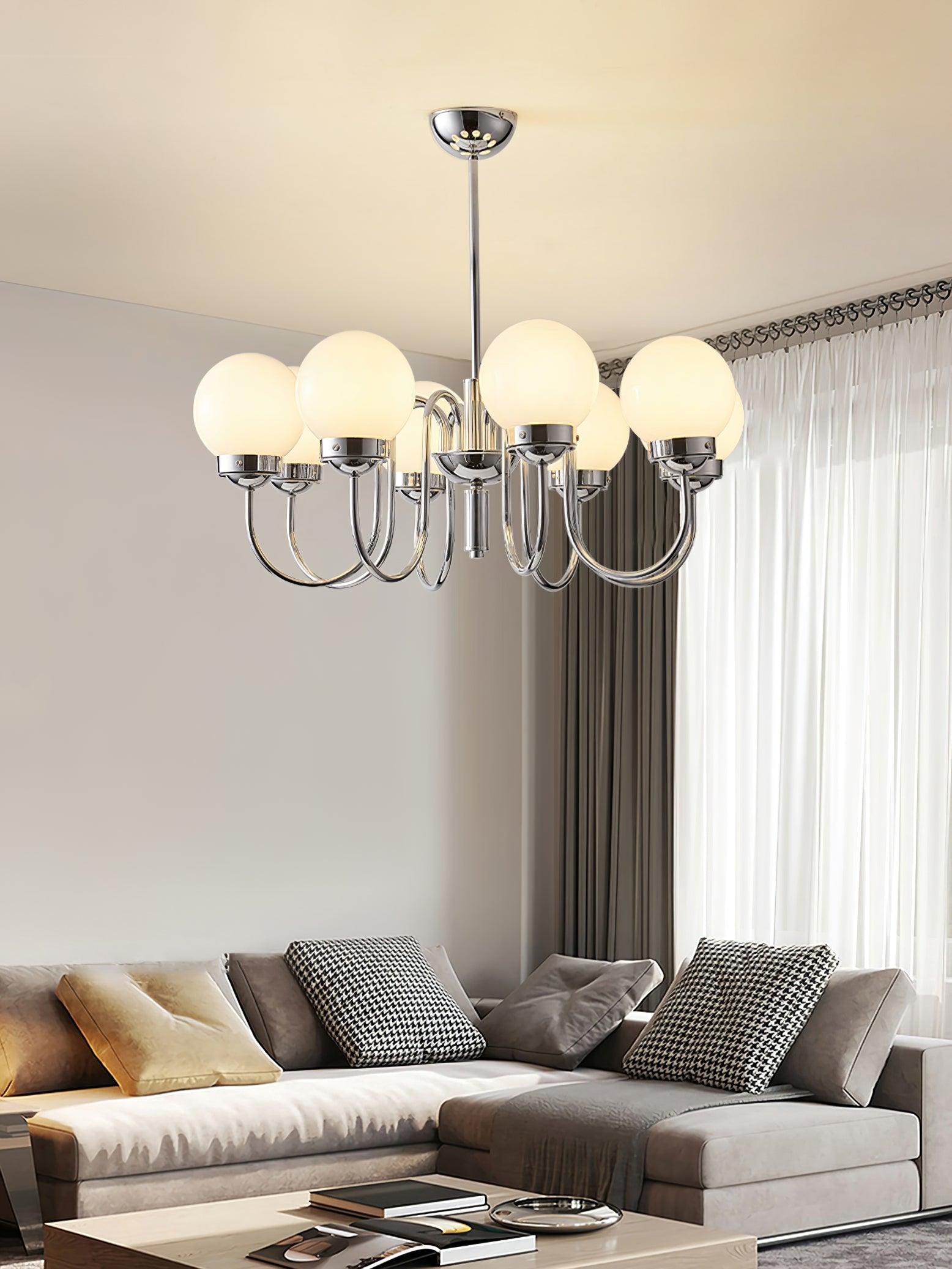 Dostor Chandelier Globe Chrome Curved Arm-Neutral Decor