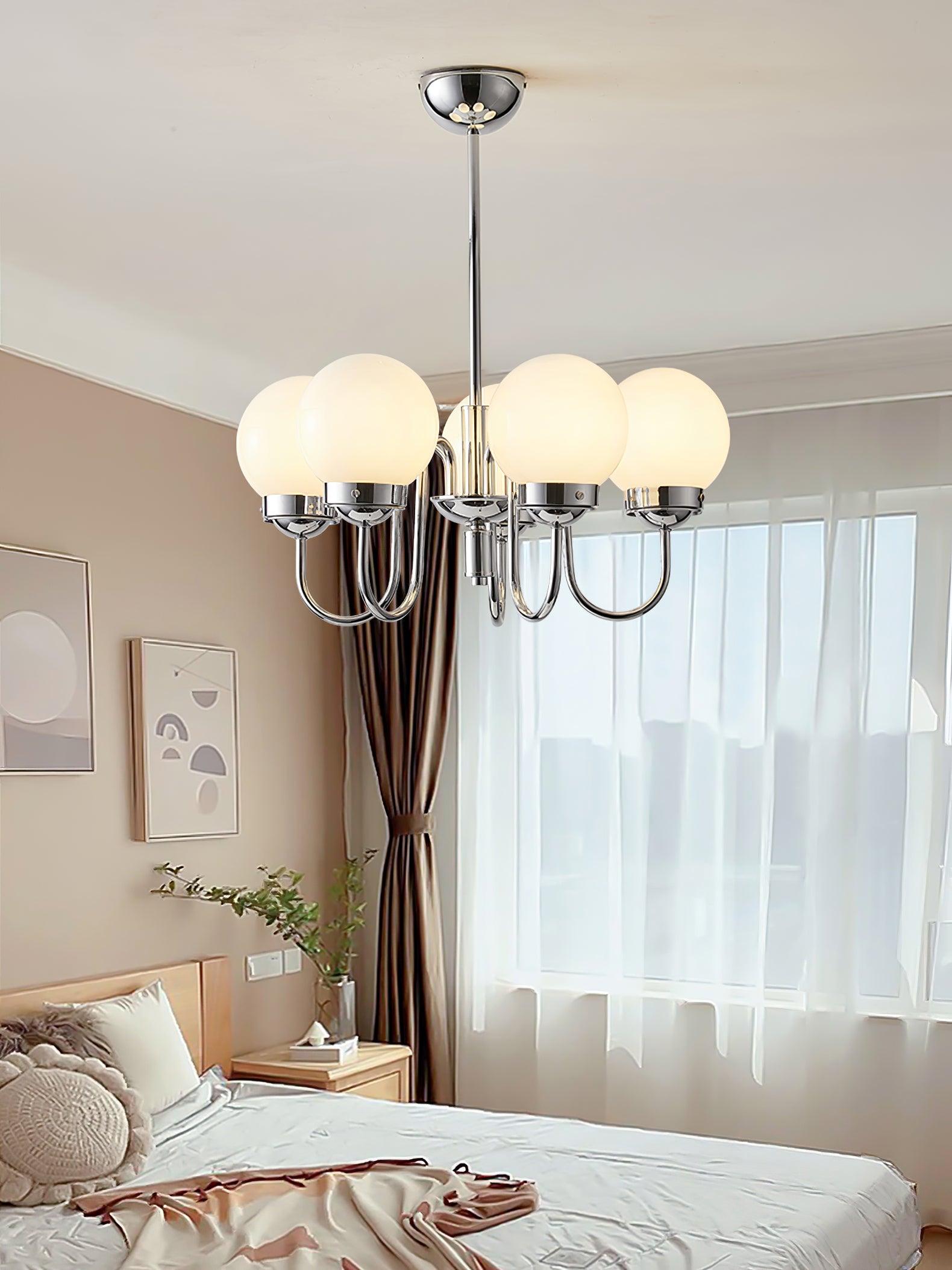 Dostor Chandelier Globe Chrome Curved Arm-Neutral Decor