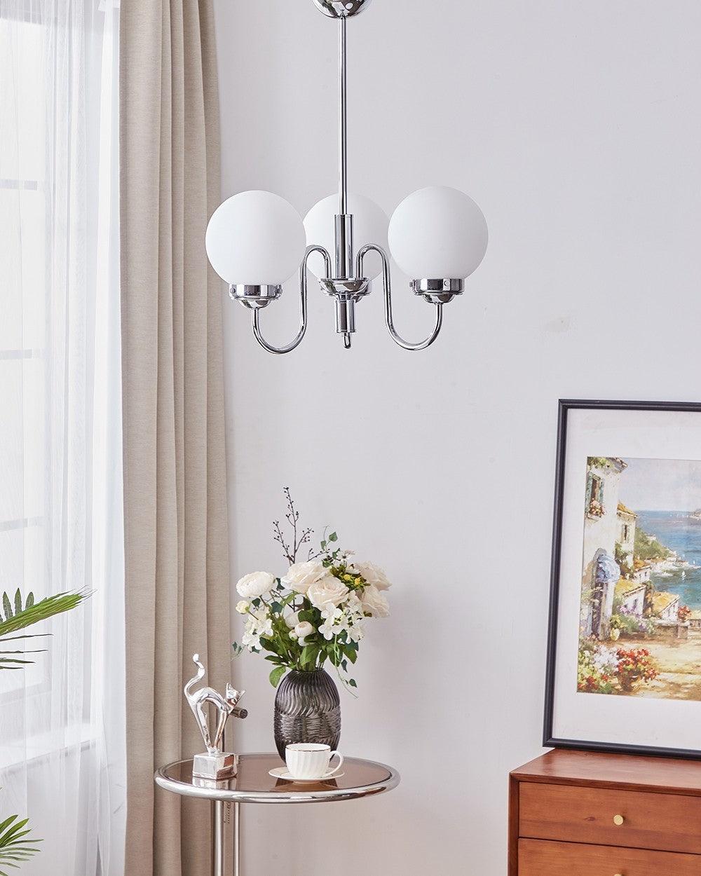 Dostor Chandelier Globe Chrome Curved Arm-Neutral Decor