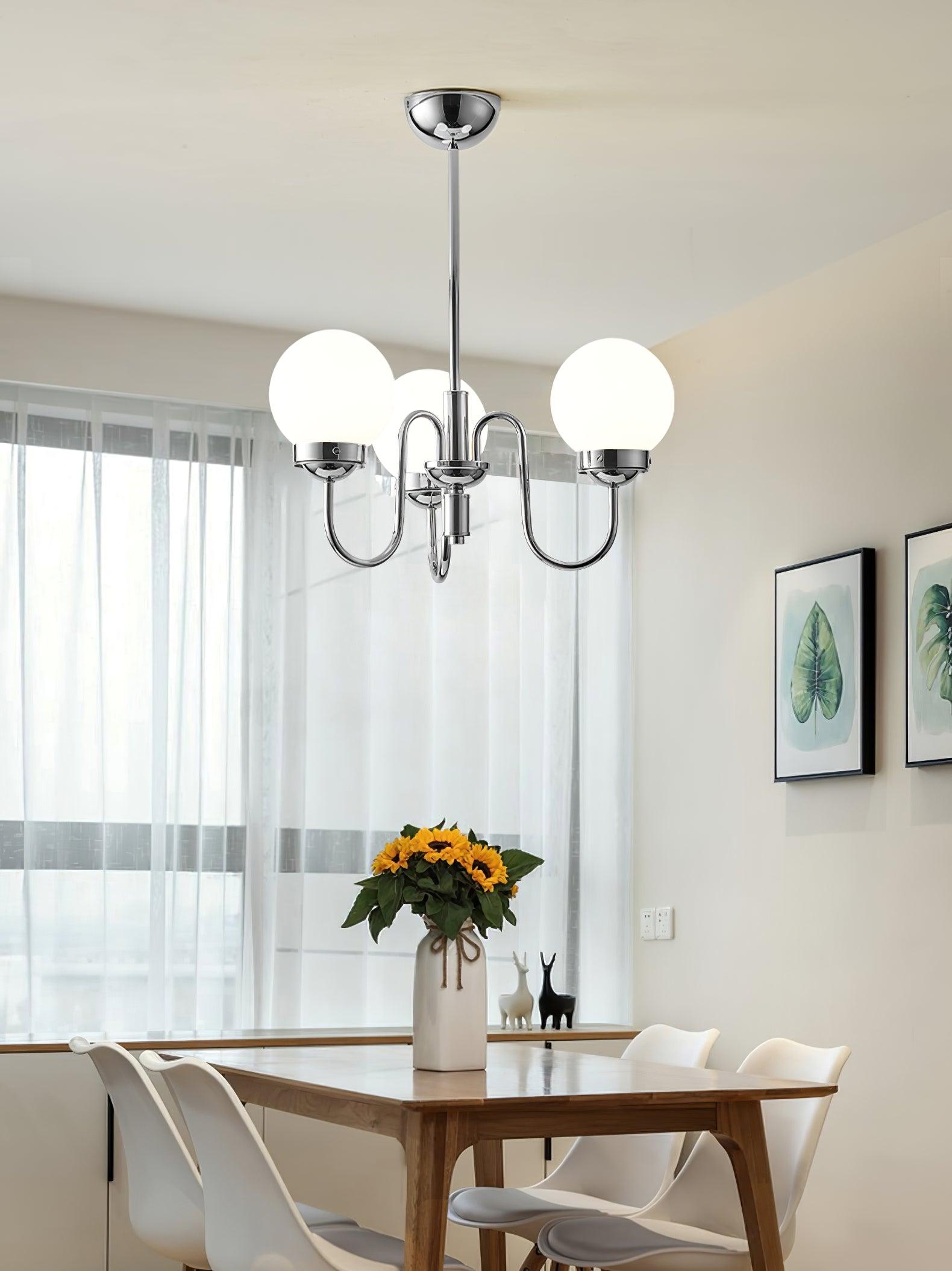 Dostor Chandelier Globe Chrome Curved Arm-Neutral Decor