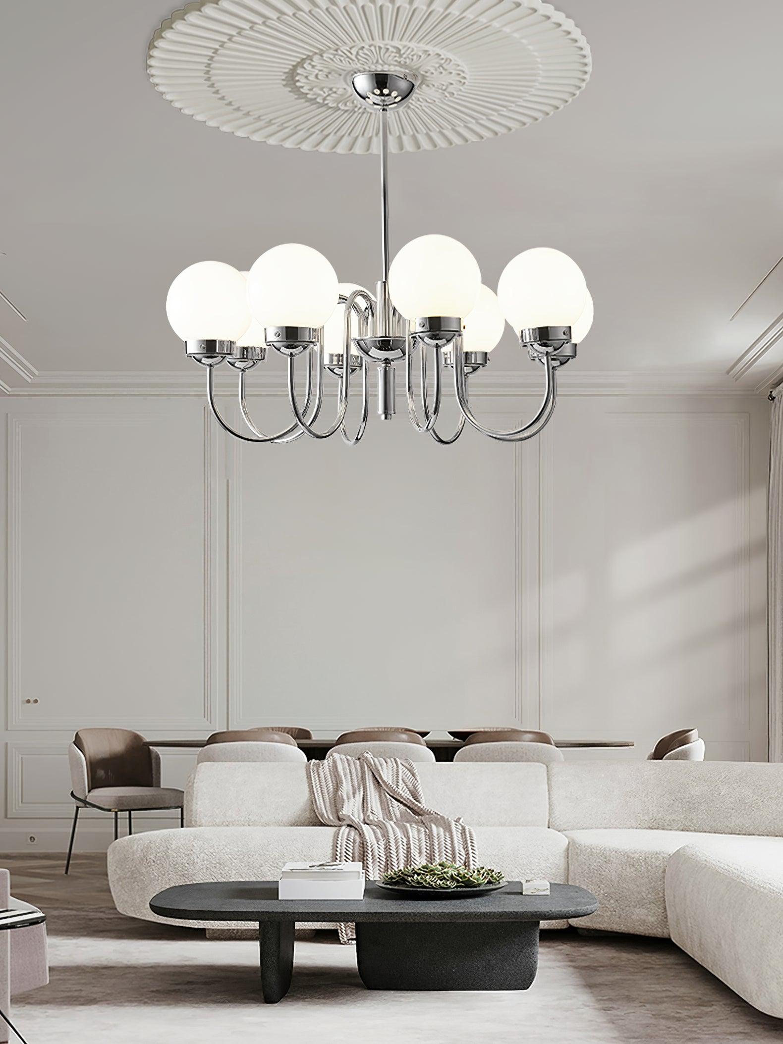Dostor Chandelier Globe Chrome Curved Arm-Neutral Decor