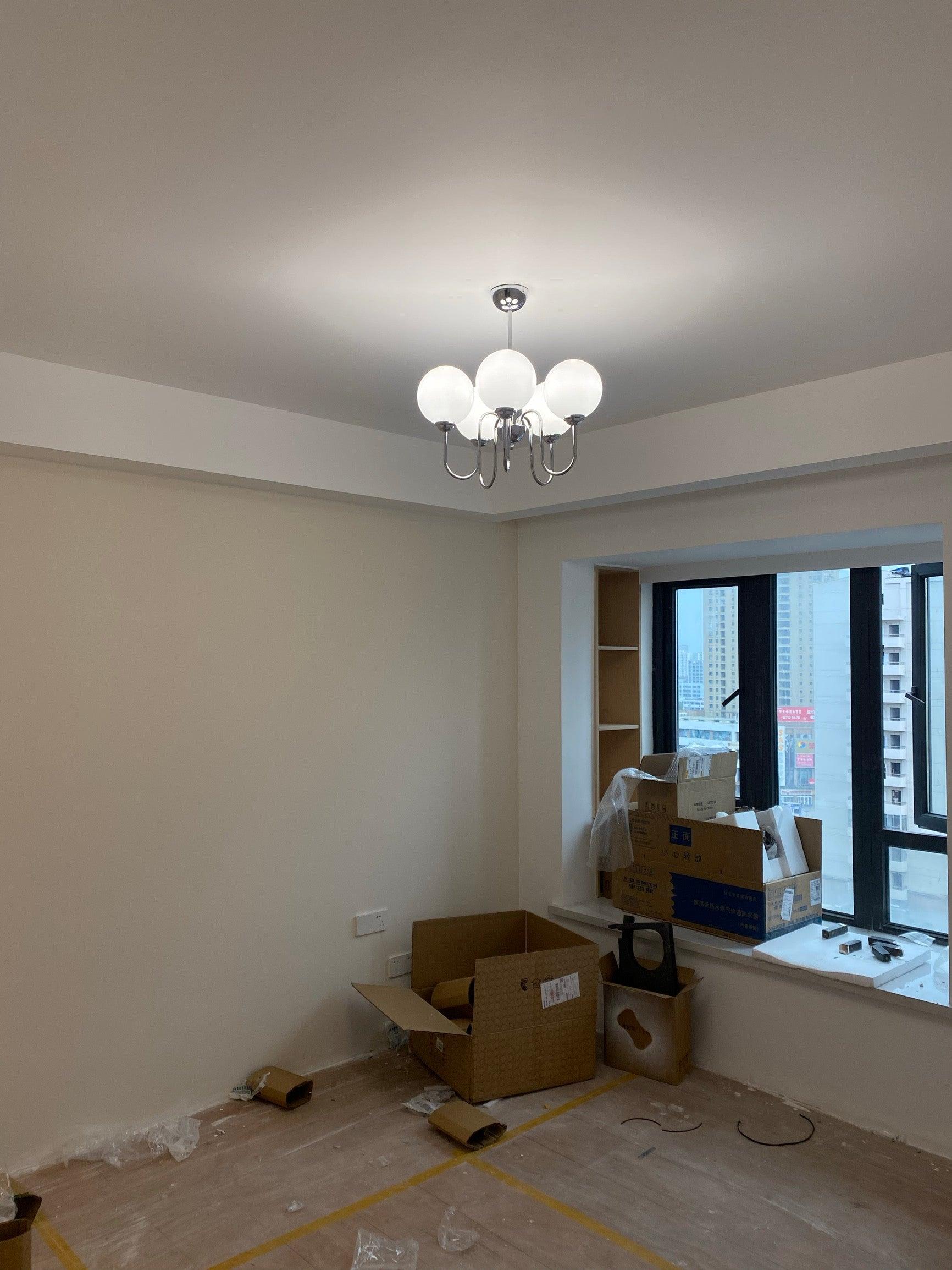 Dostor Chandelier Globe Chrome Curved Arm-Neutral Decor