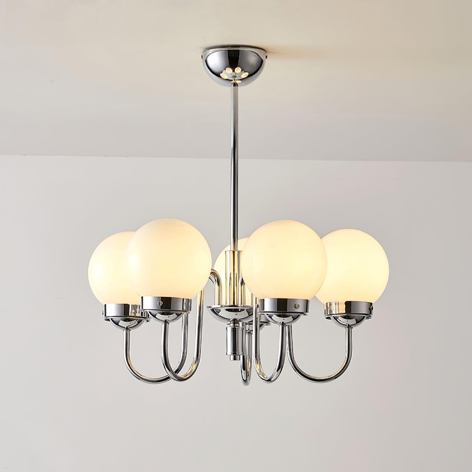 Dostor Chandelier Globe Chrome Curved Arm-Neutral Decor
