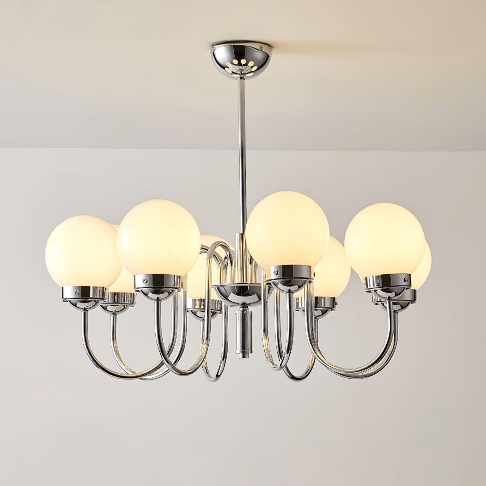Dostor Chandelier Globe Chrome Curved Arm-Neutral Decor