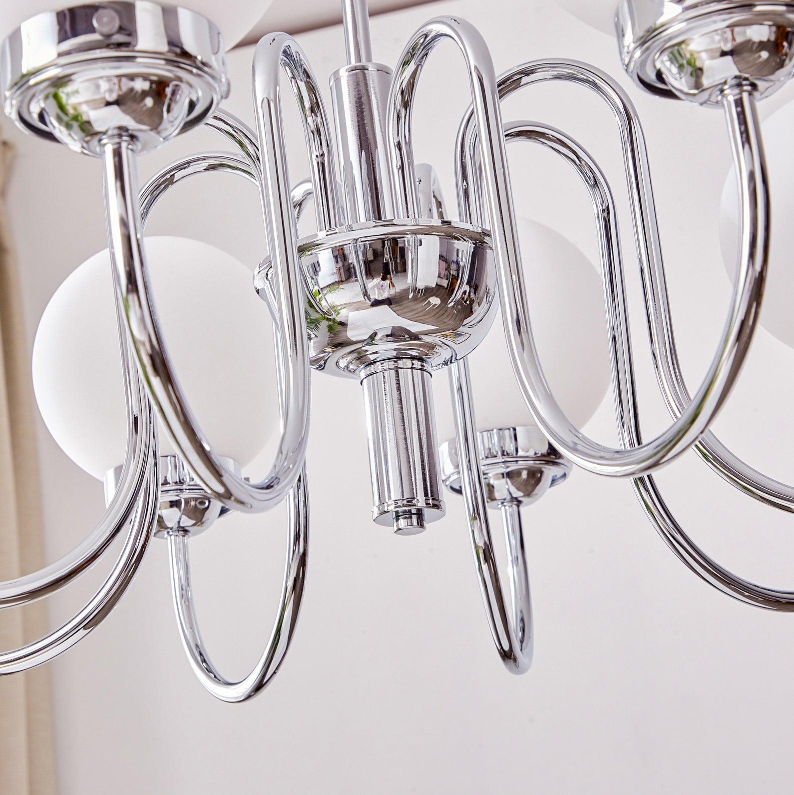Dostor Chandelier Globe Chrome Curved Arm-Neutral Decor