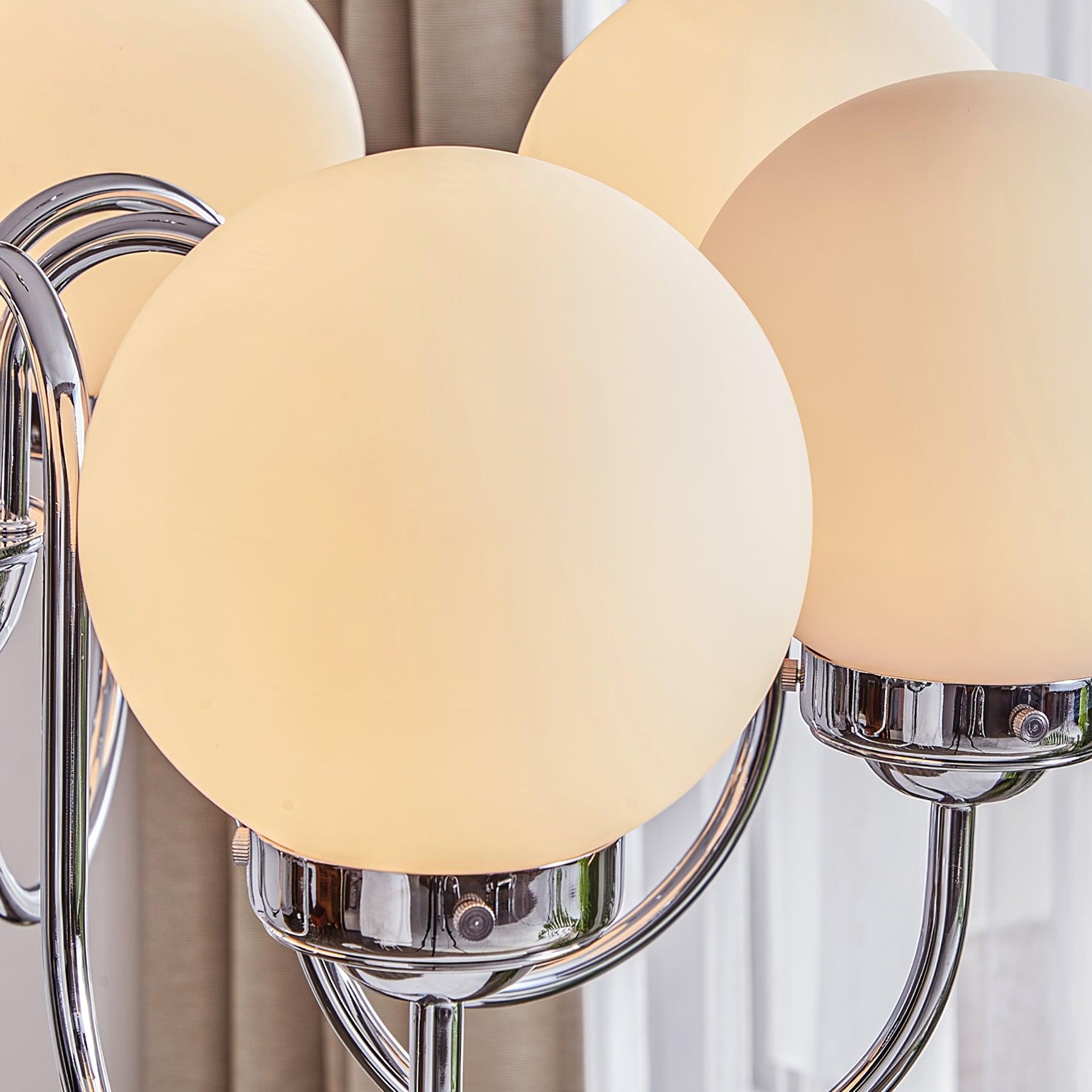Dostor Chandelier Globe Chrome Curved Arm-Neutral Decor