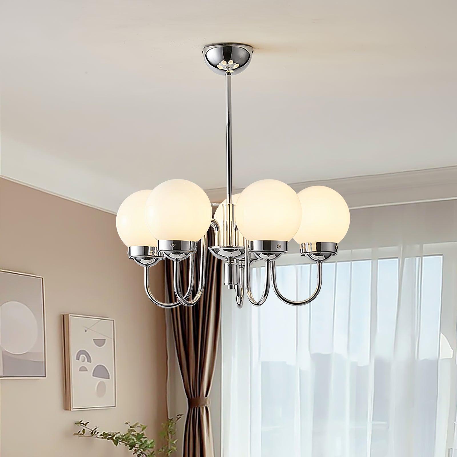 Dostor Chandelier Globe Chrome Curved Arm-Neutral Decor