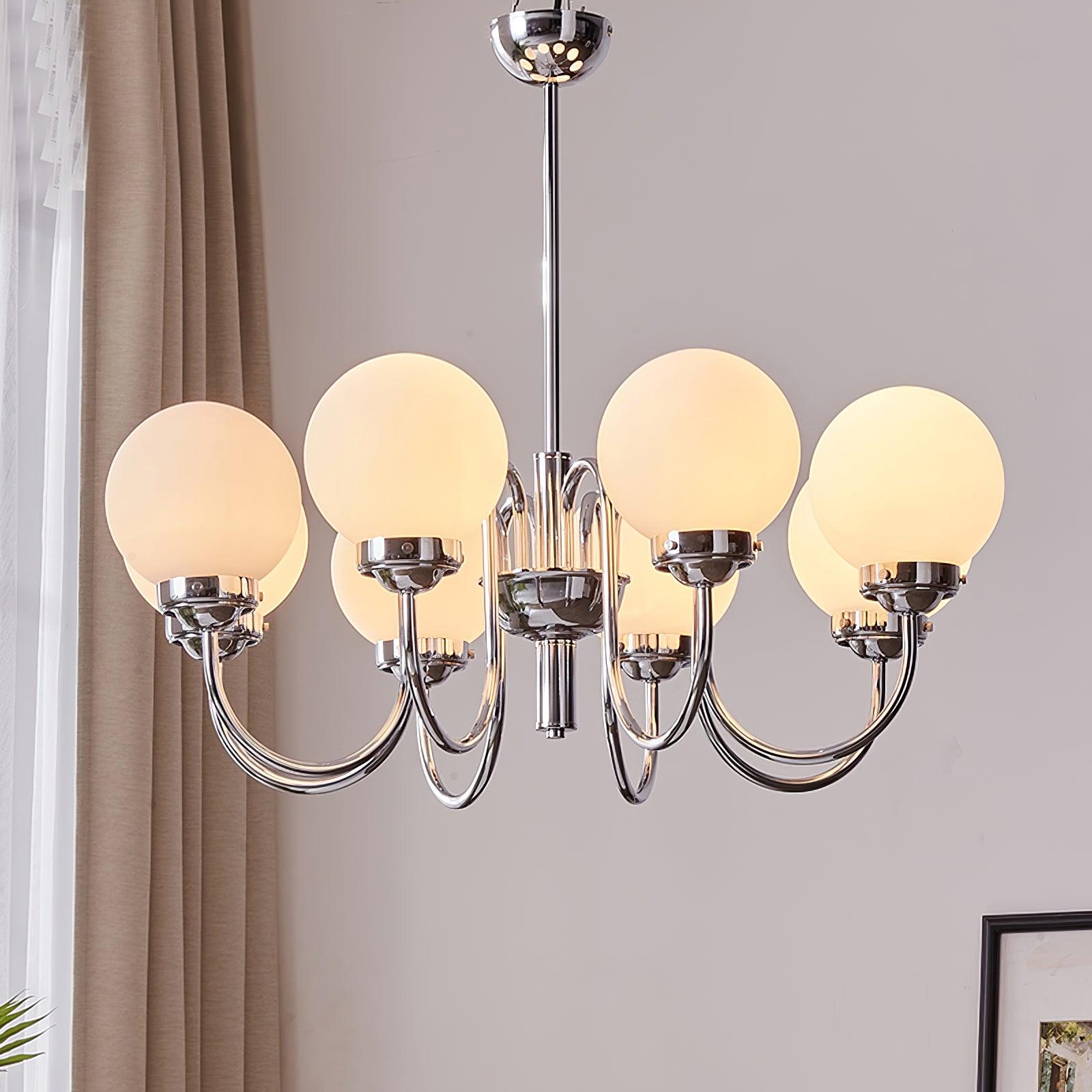 Dostor Chandelier Globe Chrome Curved Arm-Neutral Decor