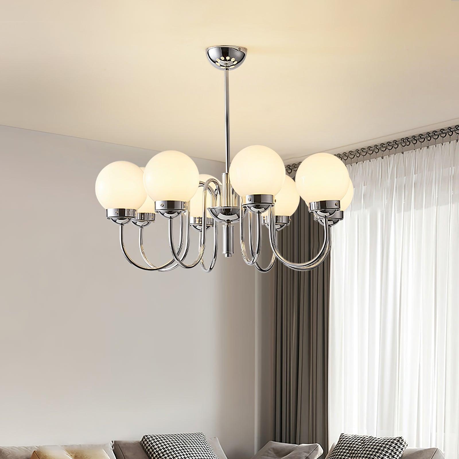Dostor Chandelier Globe Chrome Curved Arm-Neutral Decor