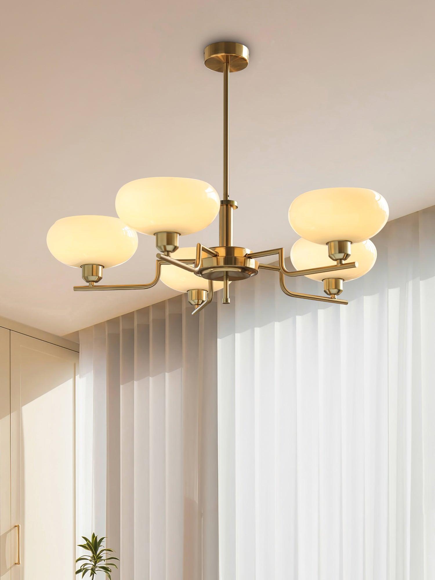 Amino Pendant Lamp Glass Globe Brass Frame-Neutral Decor