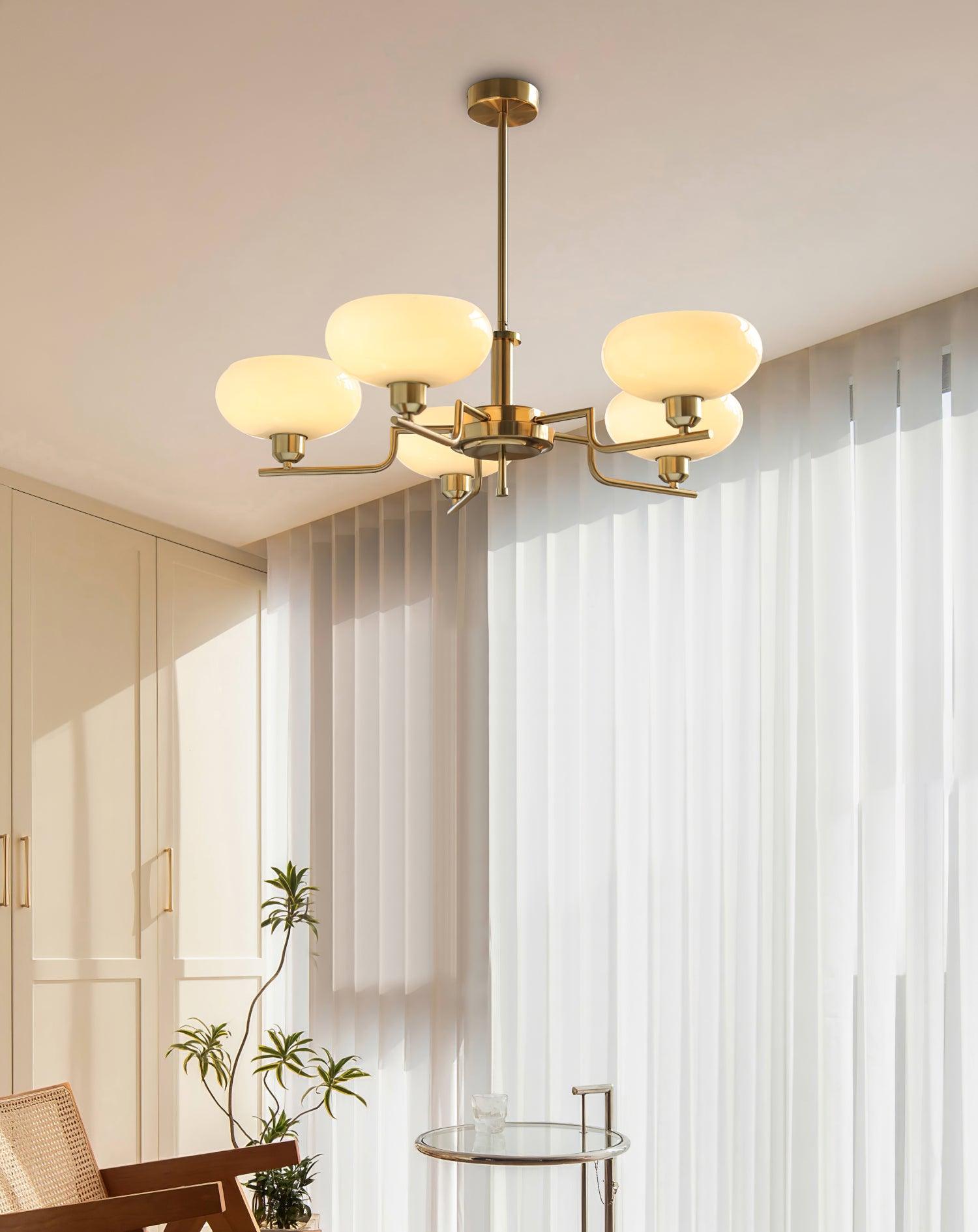 Amino Pendant Lamp Glass Globe Brass Frame-Neutral Decor