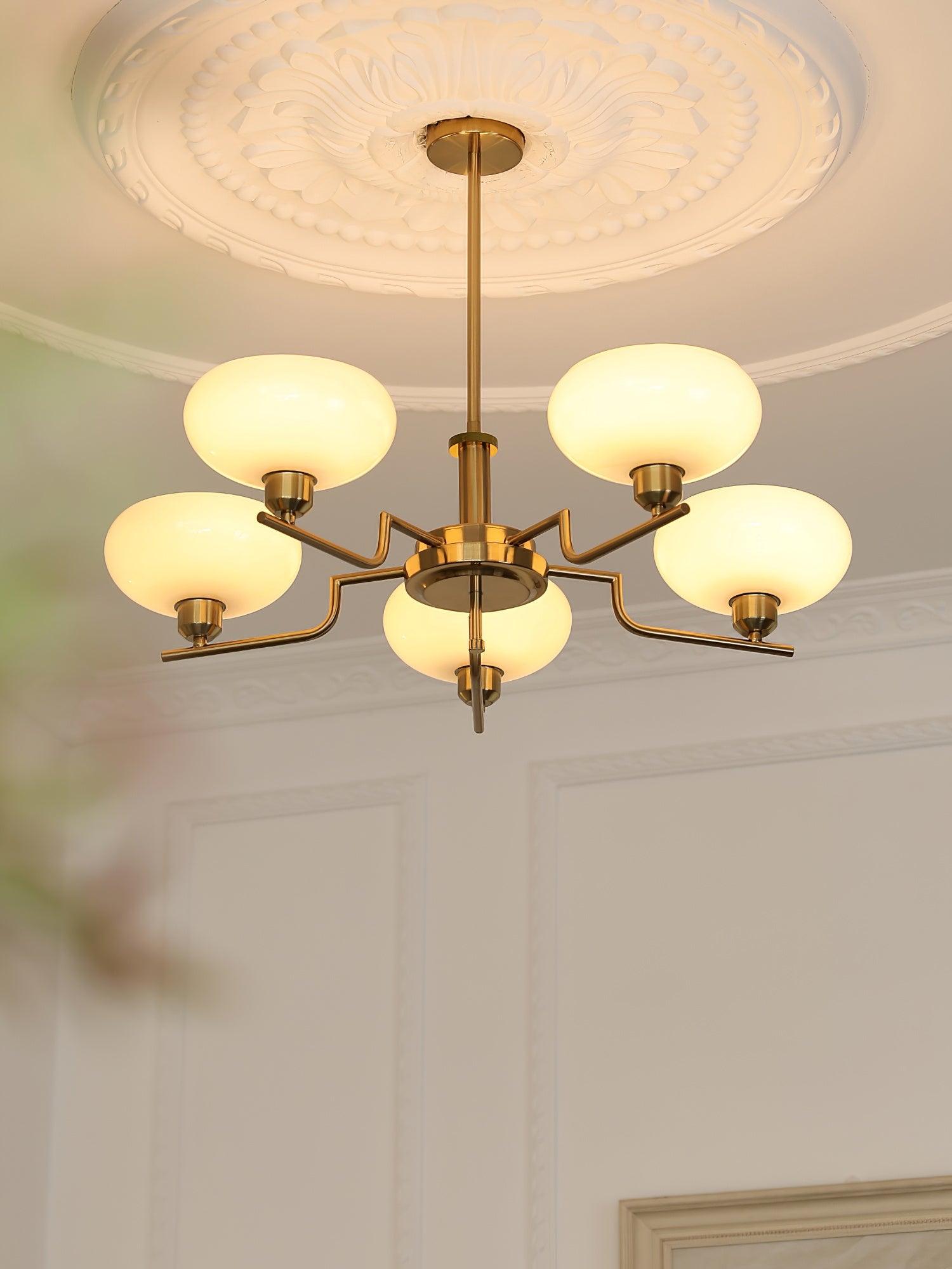 Amino Pendant Lamp Glass Globe Brass Frame-Neutral Decor