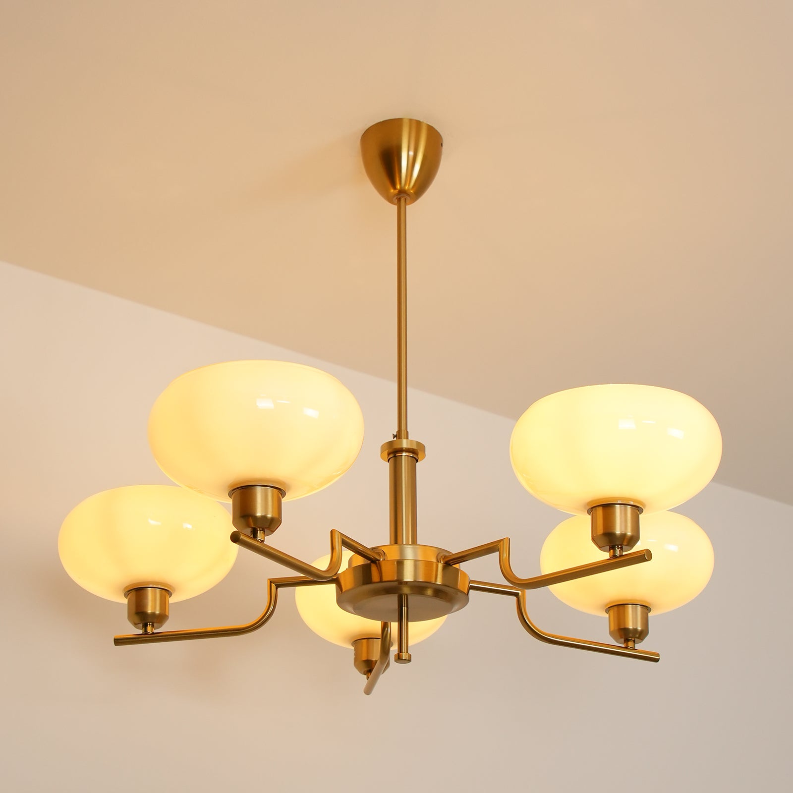Amino Pendant Lamp Glass Globe Brass Frame-Neutral Decor
