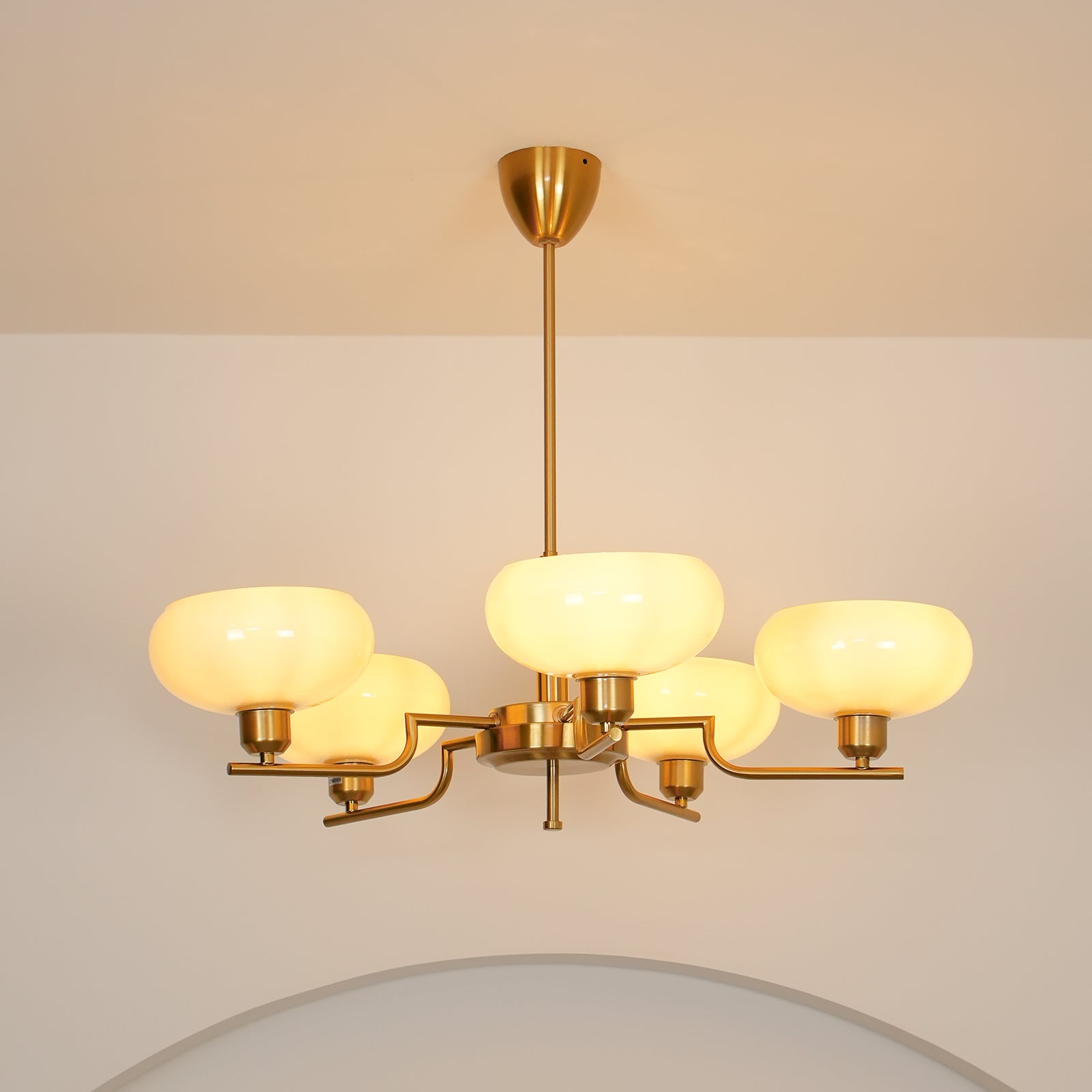 Amino Pendant Lamp Glass Globe Brass Frame-Neutral Decor
