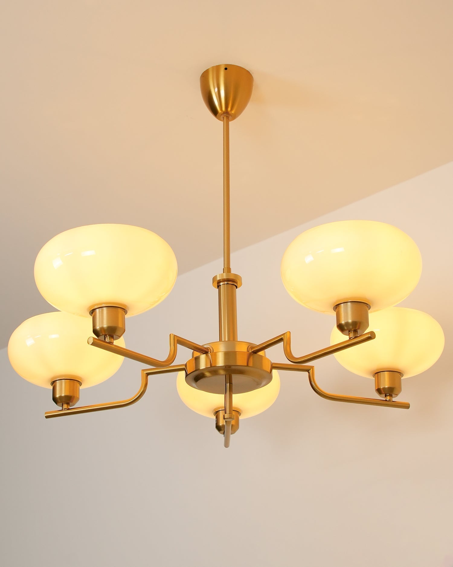 Amino Pendant Lamp Glass Globe Brass Frame-Neutral Decor