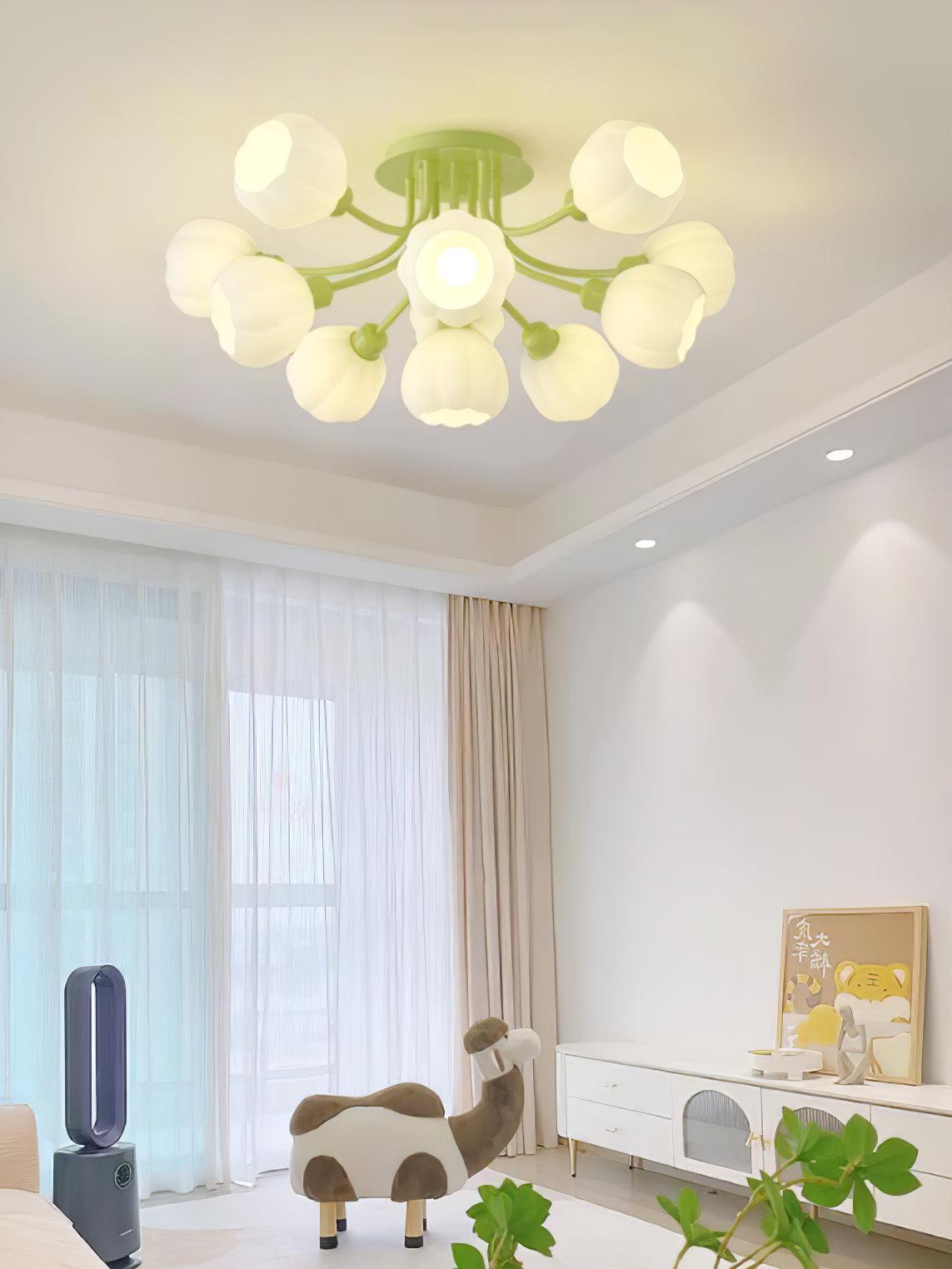 Zenorarae Elegance Matcha Glass Ceiling Lamp-Neutral Decor