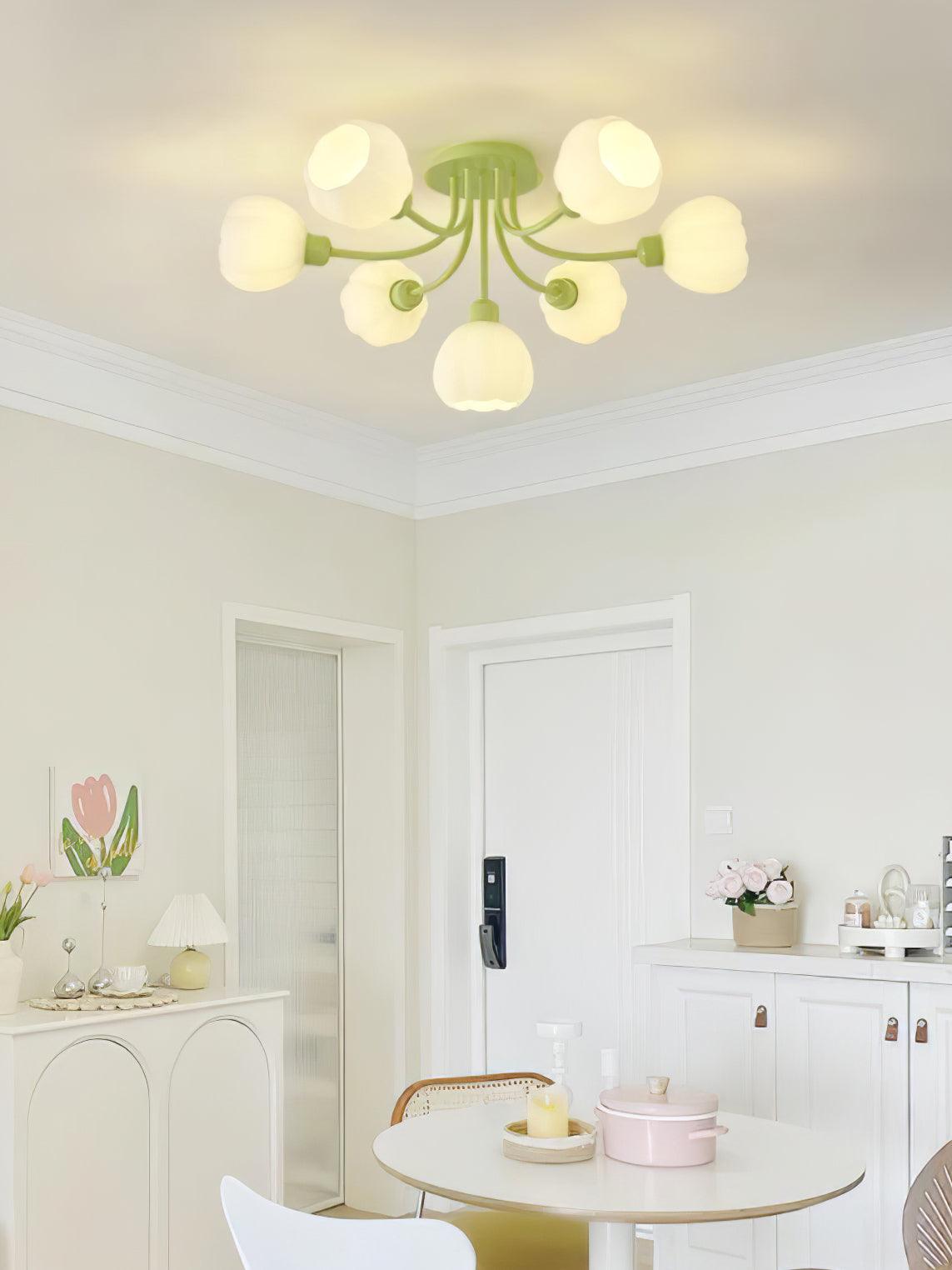 Zenorarae Elegance Matcha Glass Ceiling Lamp-Neutral Decor
