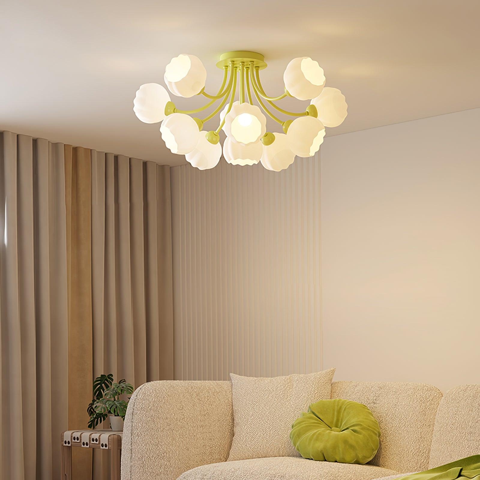 Zenorarae Elegance Matcha Glass Ceiling Lamp-Neutral Decor