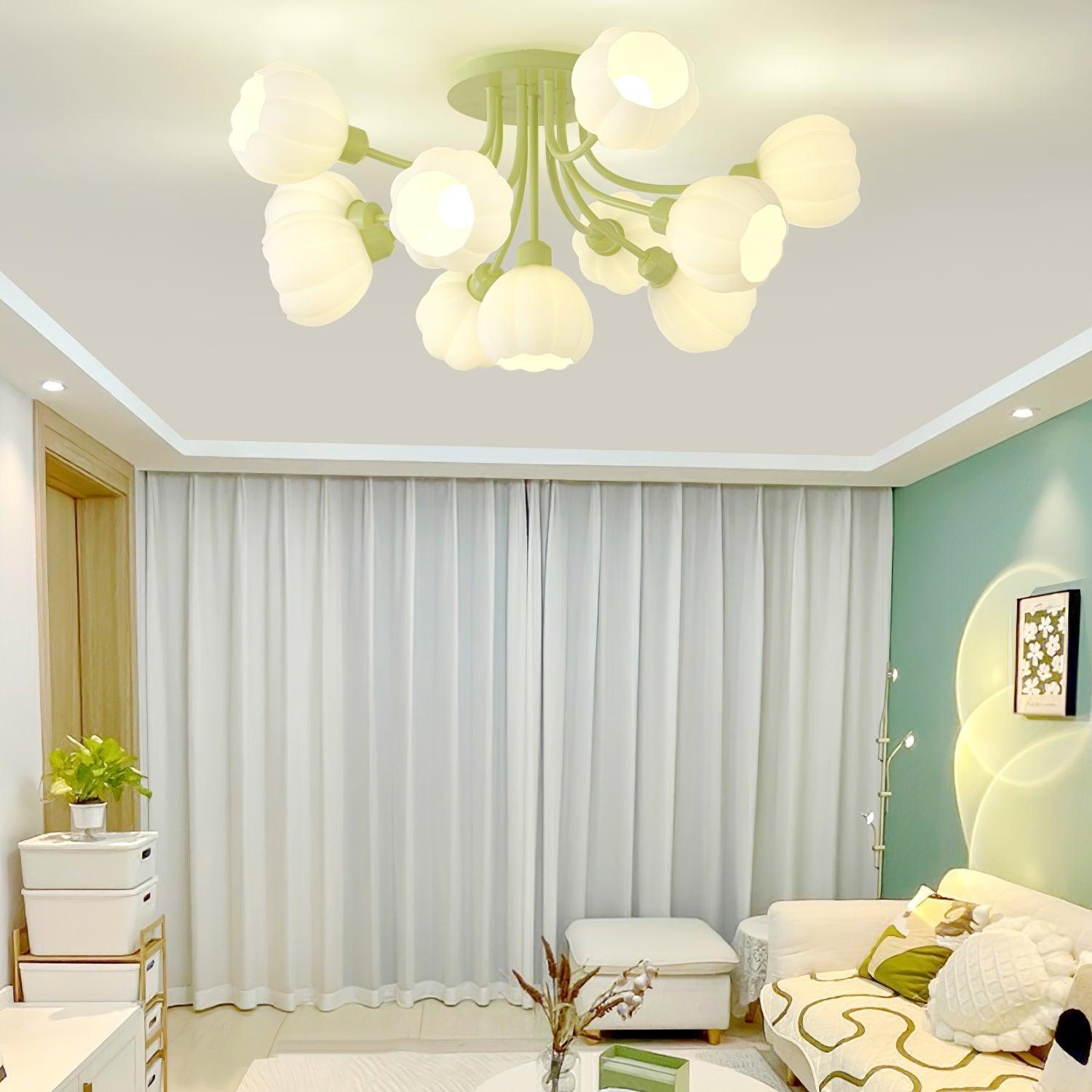 Zenorarae Elegance Matcha Glass Ceiling Lamp-Neutral Decor