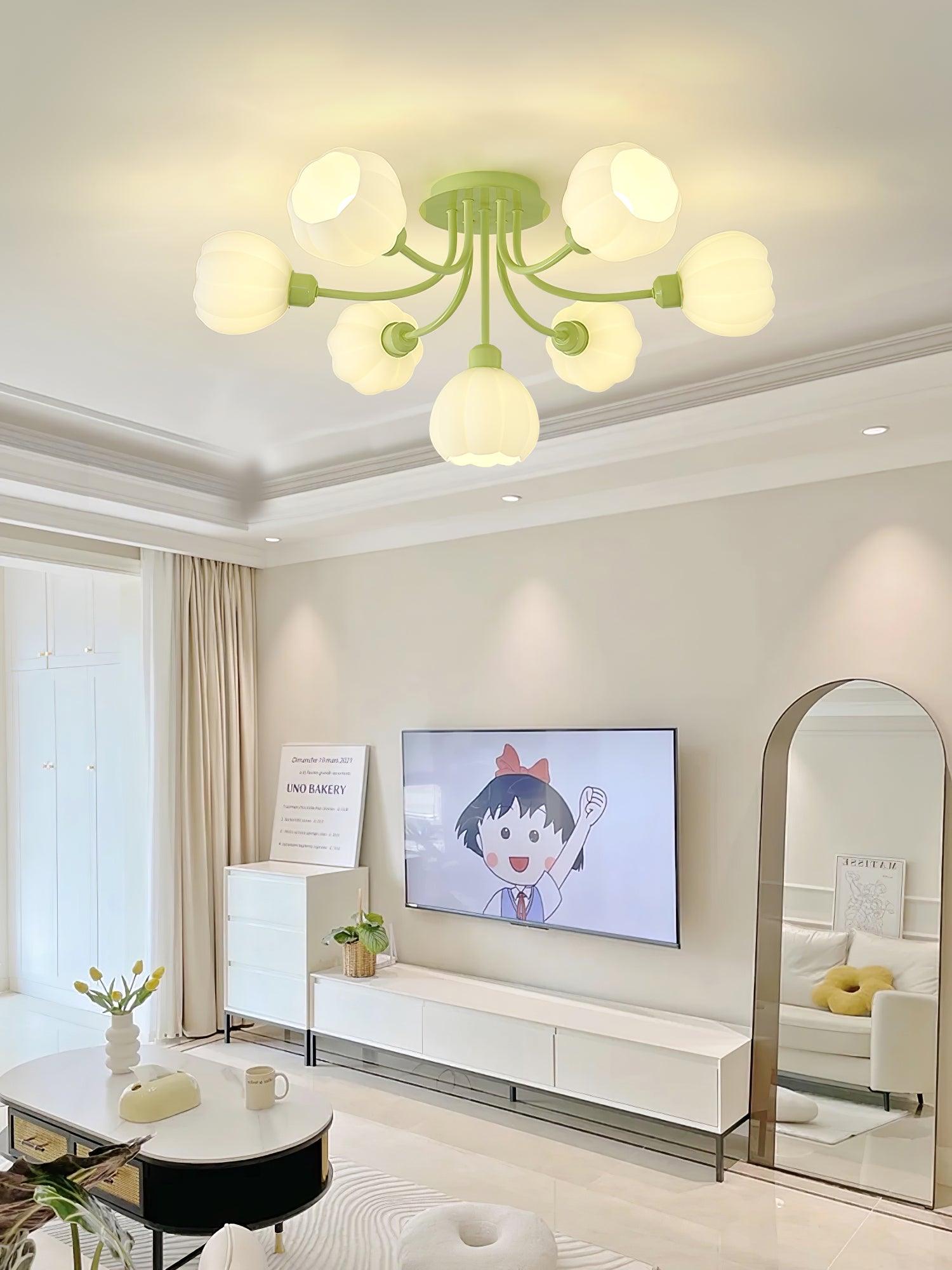Zenorarae Elegance Matcha Glass Ceiling Lamp-Neutral Decor