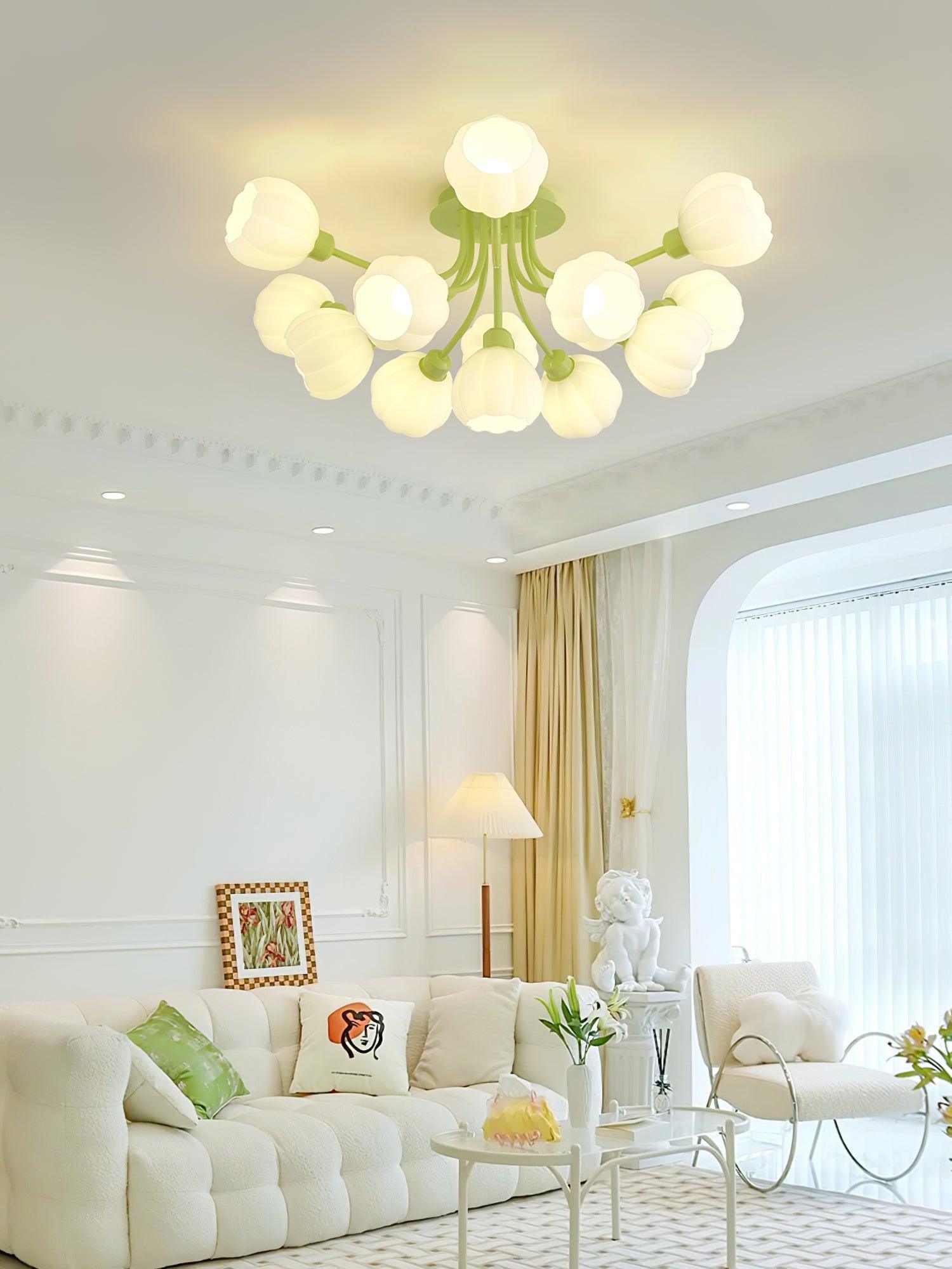 Zenorarae Elegance Matcha Glass Ceiling Lamp-Neutral Decor