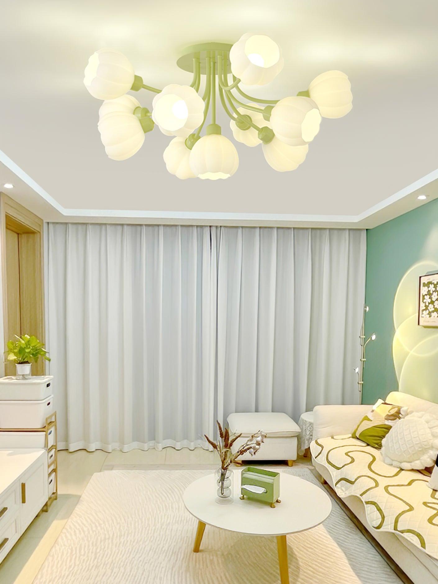 Zenorarae Elegance Matcha Glass Ceiling Lamp-Neutral Decor