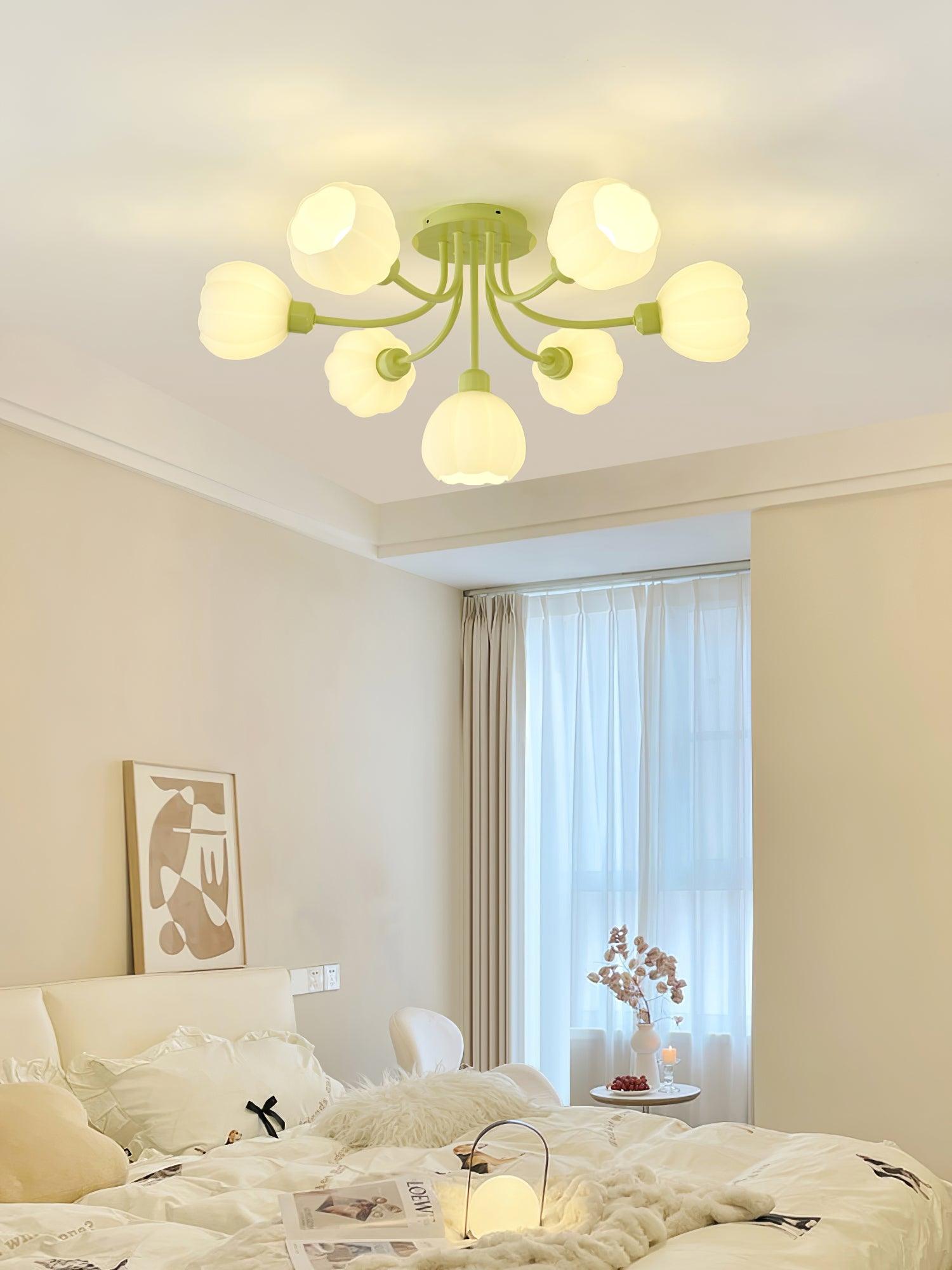 Zenorarae Elegance Matcha Glass Ceiling Lamp-Neutral Decor