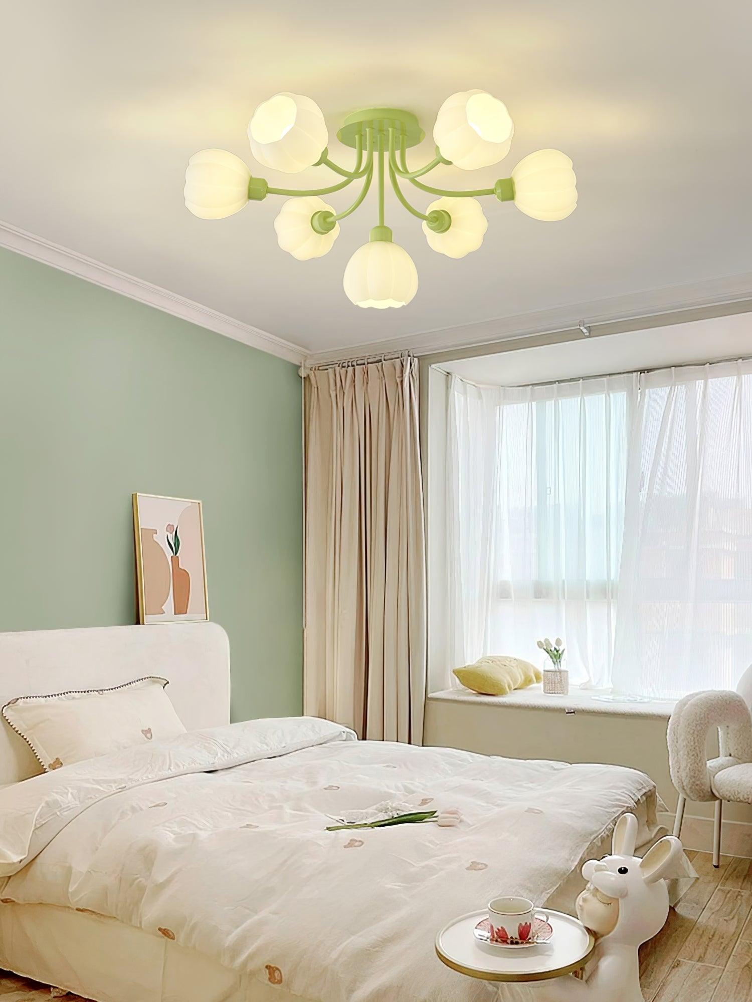 Zenorarae Elegance Matcha Glass Ceiling Lamp-Neutral Decor