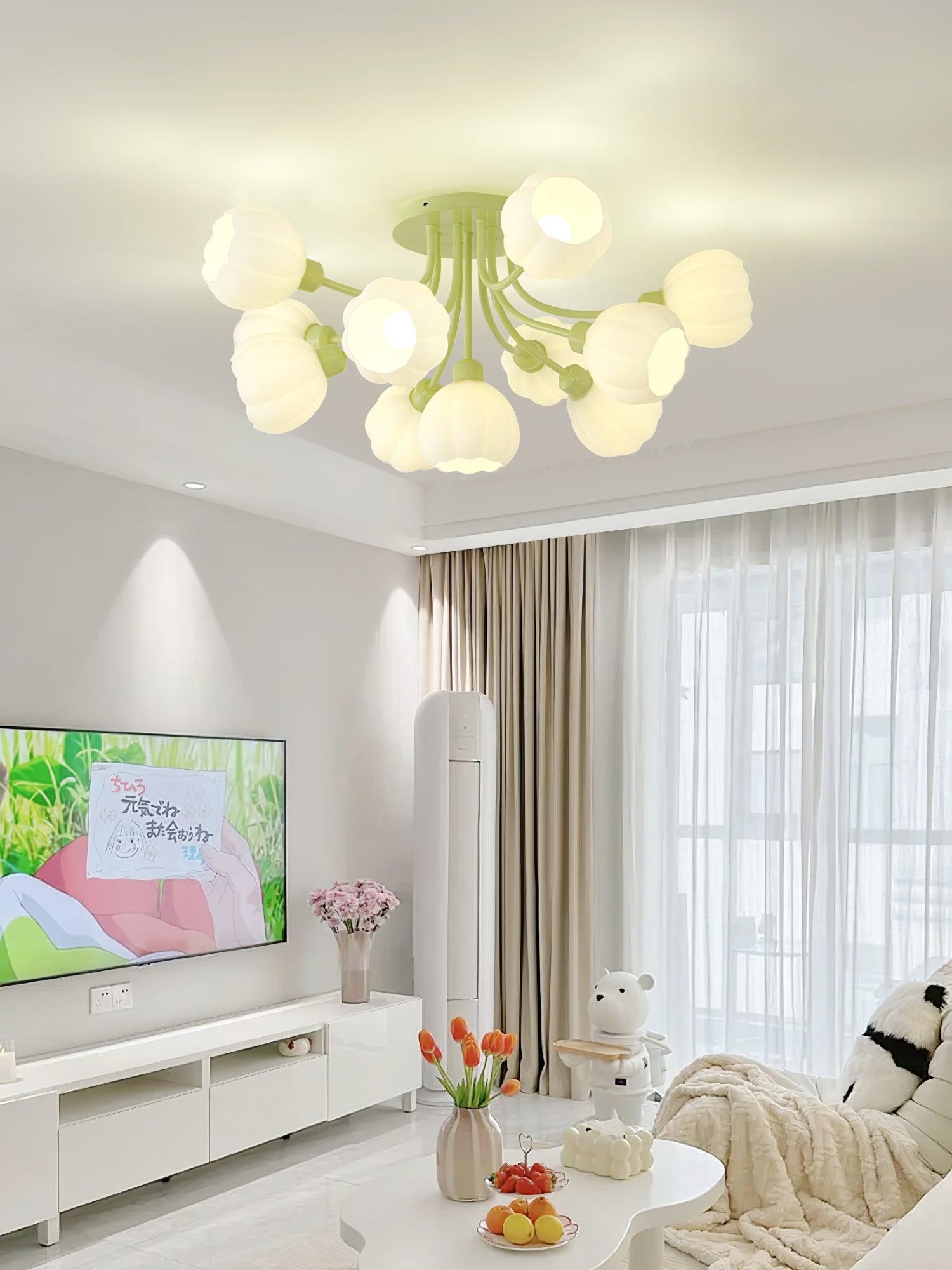 Zenorarae Elegance Matcha Glass Ceiling Lamp-Neutral Decor